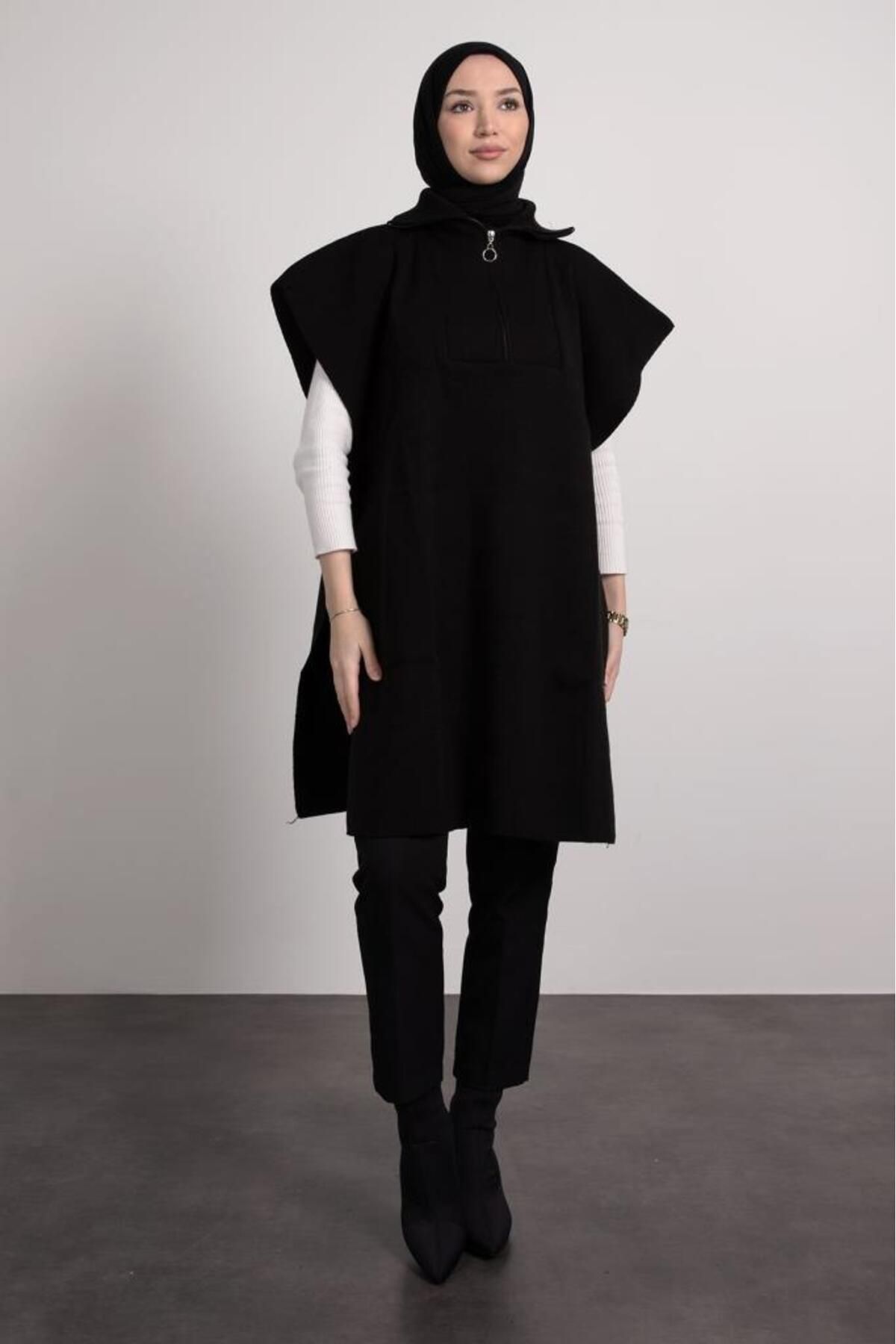 Lamia Giyim-Black Knitwear Hijab Tunic - Half Sleeve 6