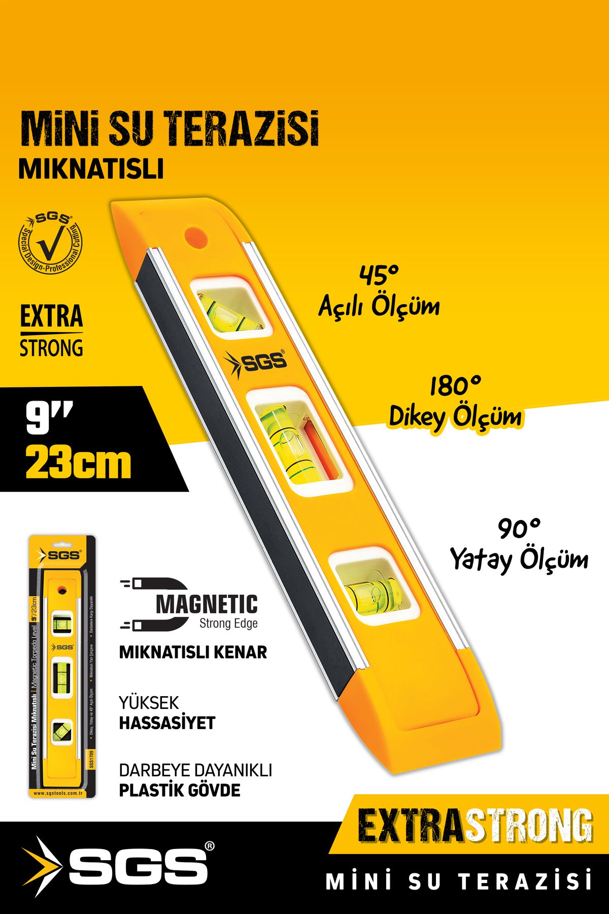 SGS 1709 Mini Mıknatıslı Su Terazisi 23cm