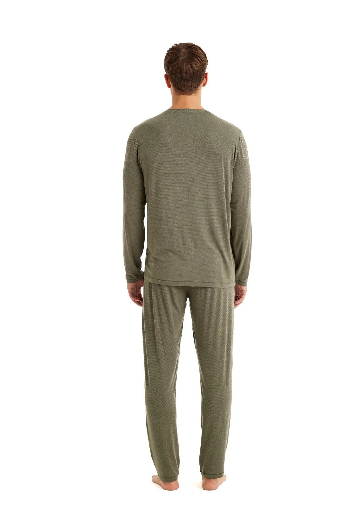 Blackspade-V-Neck Long Sleeve Soft Textured Fabric Men's Pjamas Suit 4