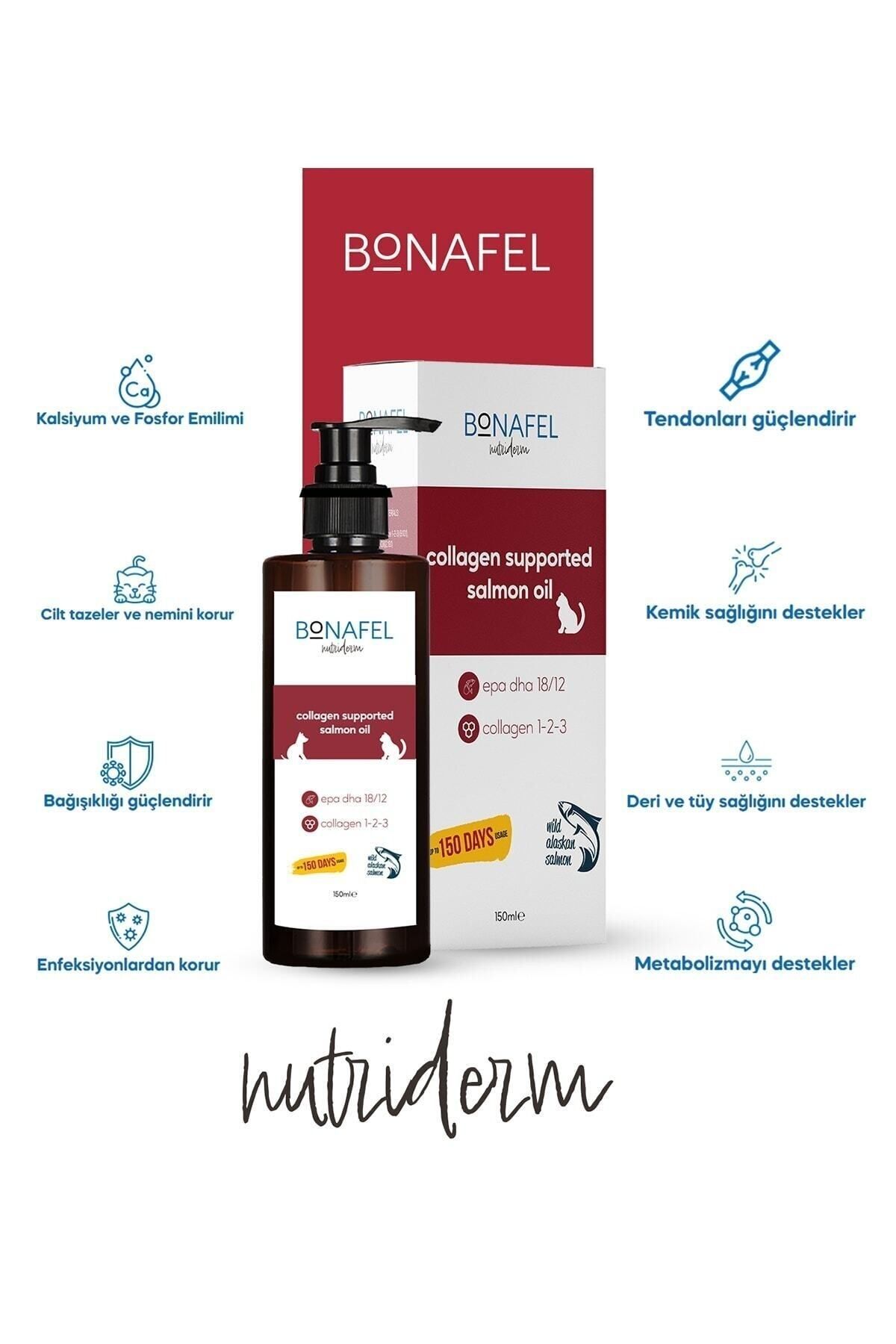 Bonafel Kedi Ve Köpekler Için Kolajen Katkılı Alaska Somon Yağı 150 Ml - Collagen 1-2-3, Omega 3 Ve 6