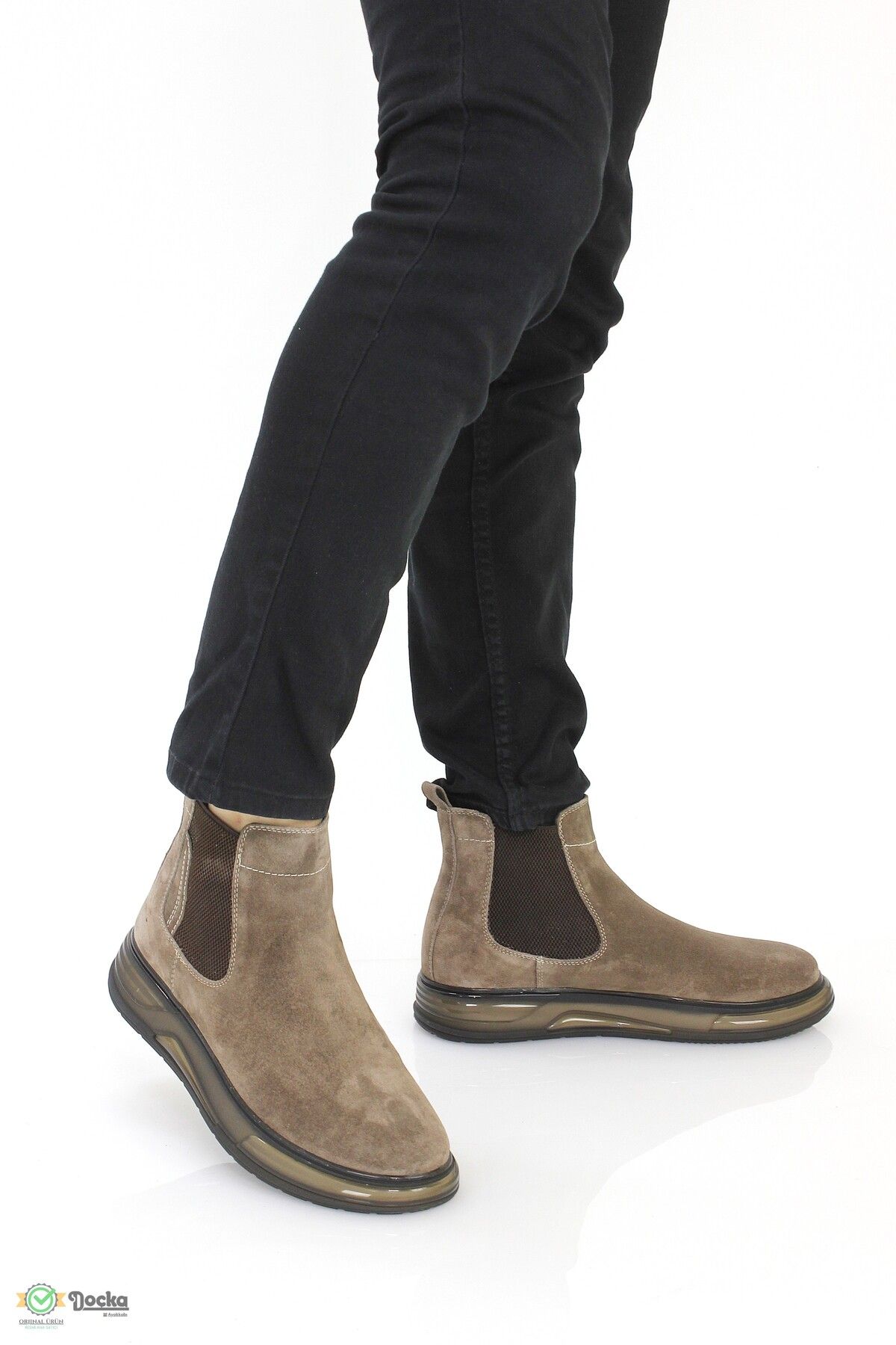 MARCOMEN-Men's Genuine Leather Air Sole Laceless Sports Style Boots Mr4K/Bt20001 3