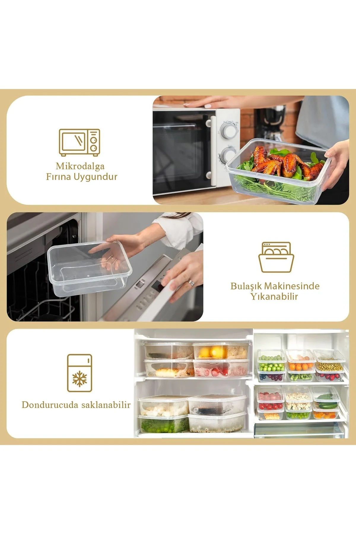 BRAMBLE LIFE-10Pcs Clear Organizer - 1.35 Lt Rectangular Refrigerator and Vegetable Storage Container Set 5