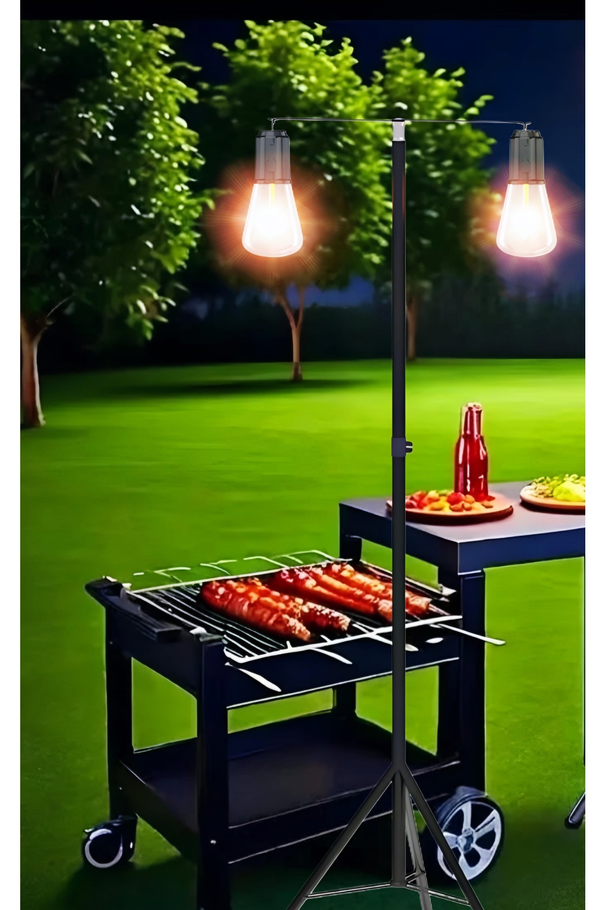 2 Led Rechargeable Barbecue and Barbecue Lamp 3 Modes Foldable Barbecue Light Led Lantern Lamp with Stand