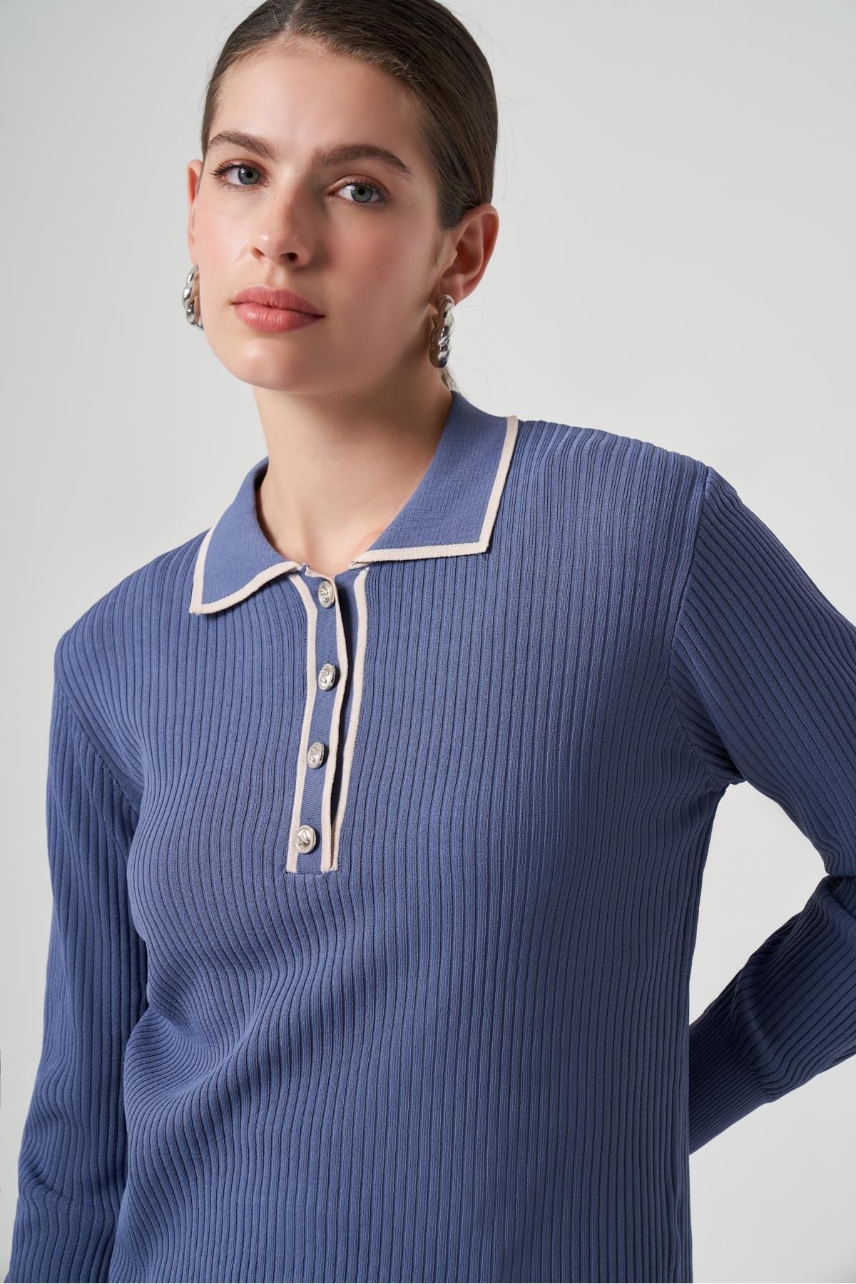 Nuss-Vertical Striped 4-Button Mercerized Tunic 1