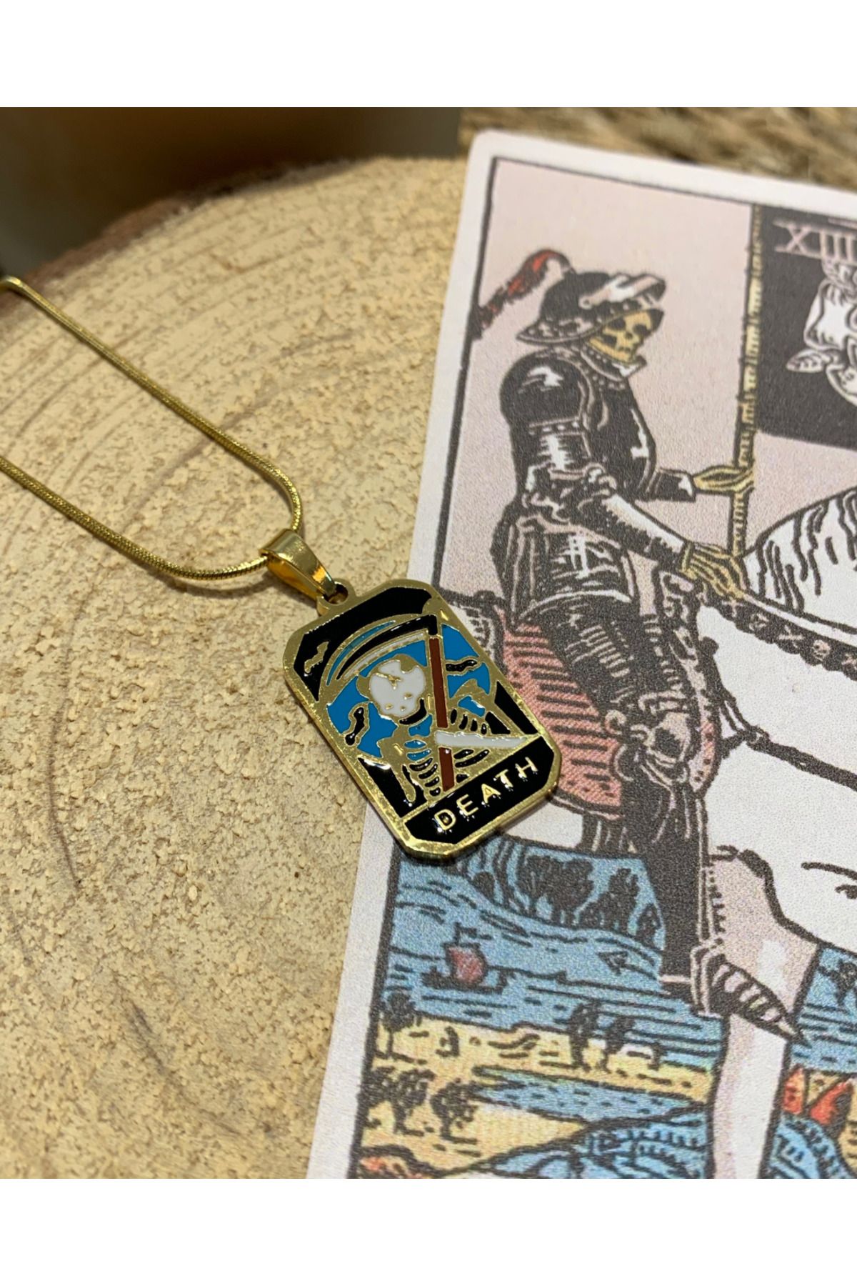 Kaeria Accessory-Steel Gold Death Luck Tarot Necklace 2