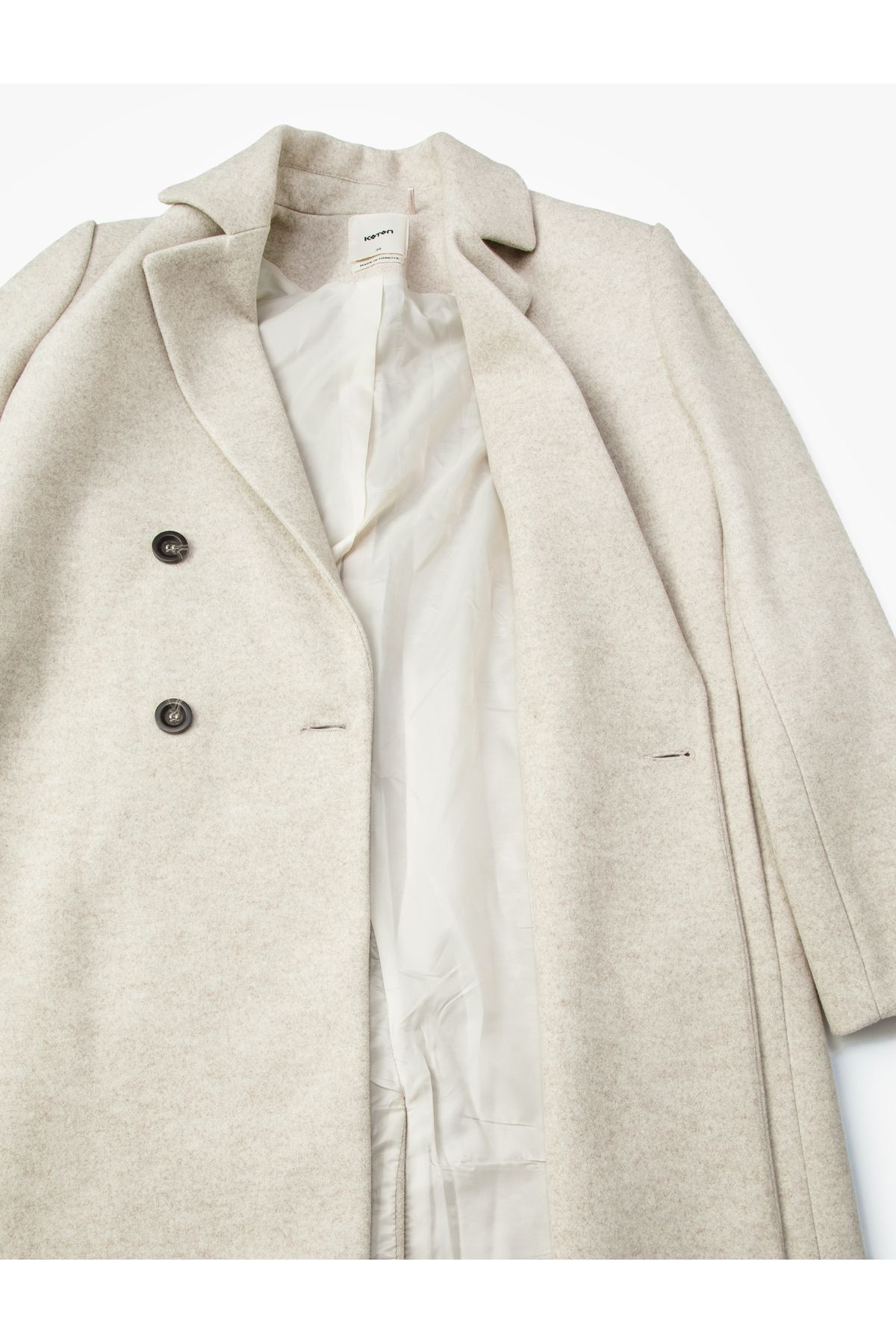 Koton-Stitched Coat Double Breasted Closure Buttoned with Pockets 6