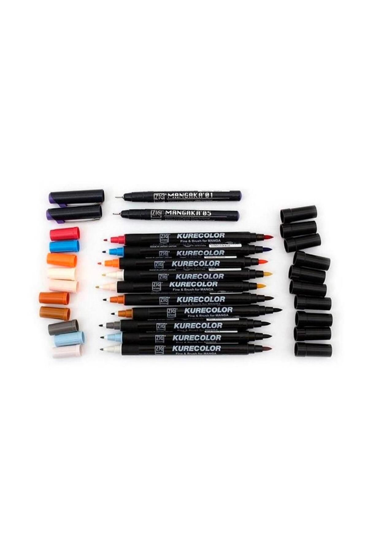 Zig-Kurecolor Mangaka Fine&Brush - Double Sided Pen Cnkc-2200, No 844 Green Grey 3 2