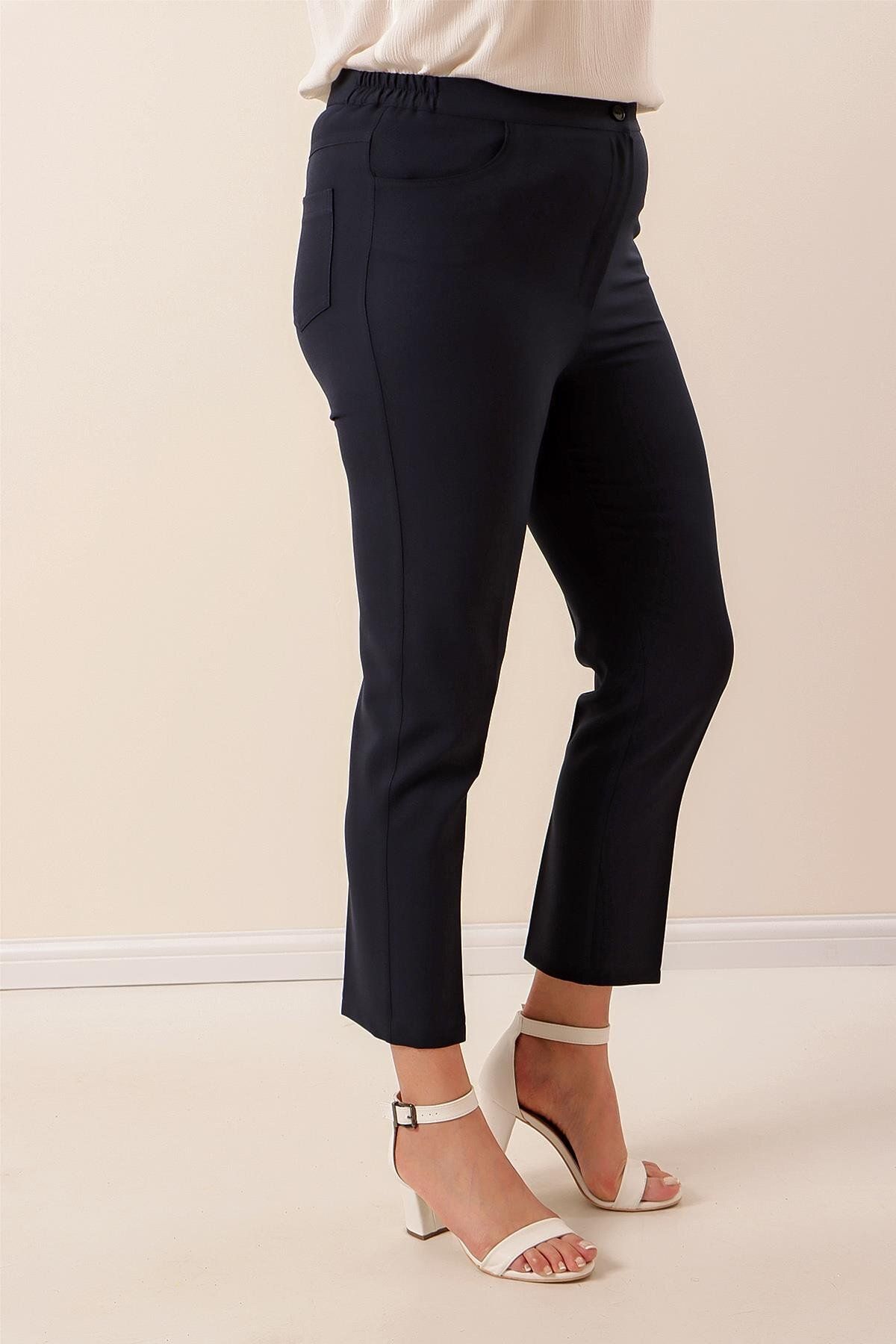 By Saygı-Lycra Plus Size Trousers with Elastic Waist 3