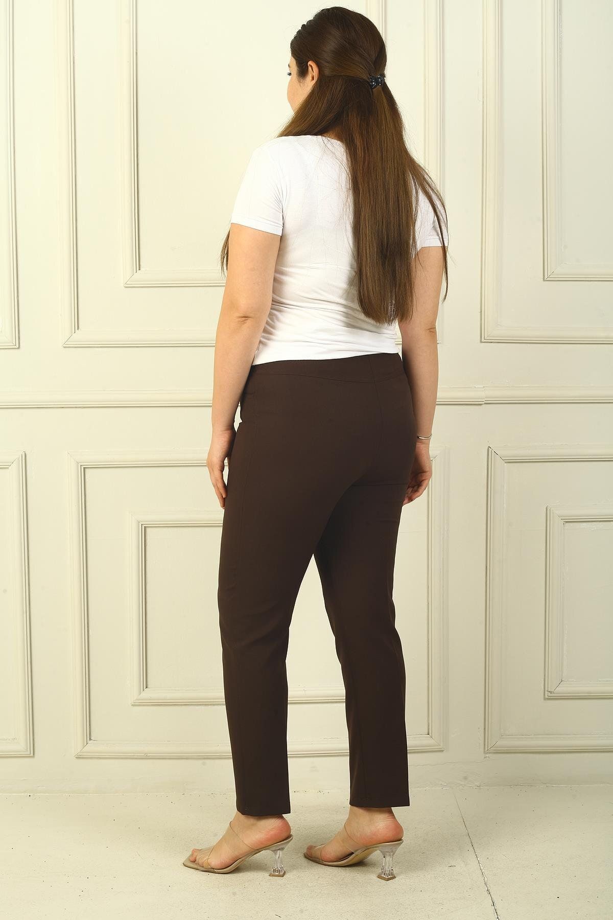 By Saygı-Plus Size - Lycra Trousers with Elastic Waist 4