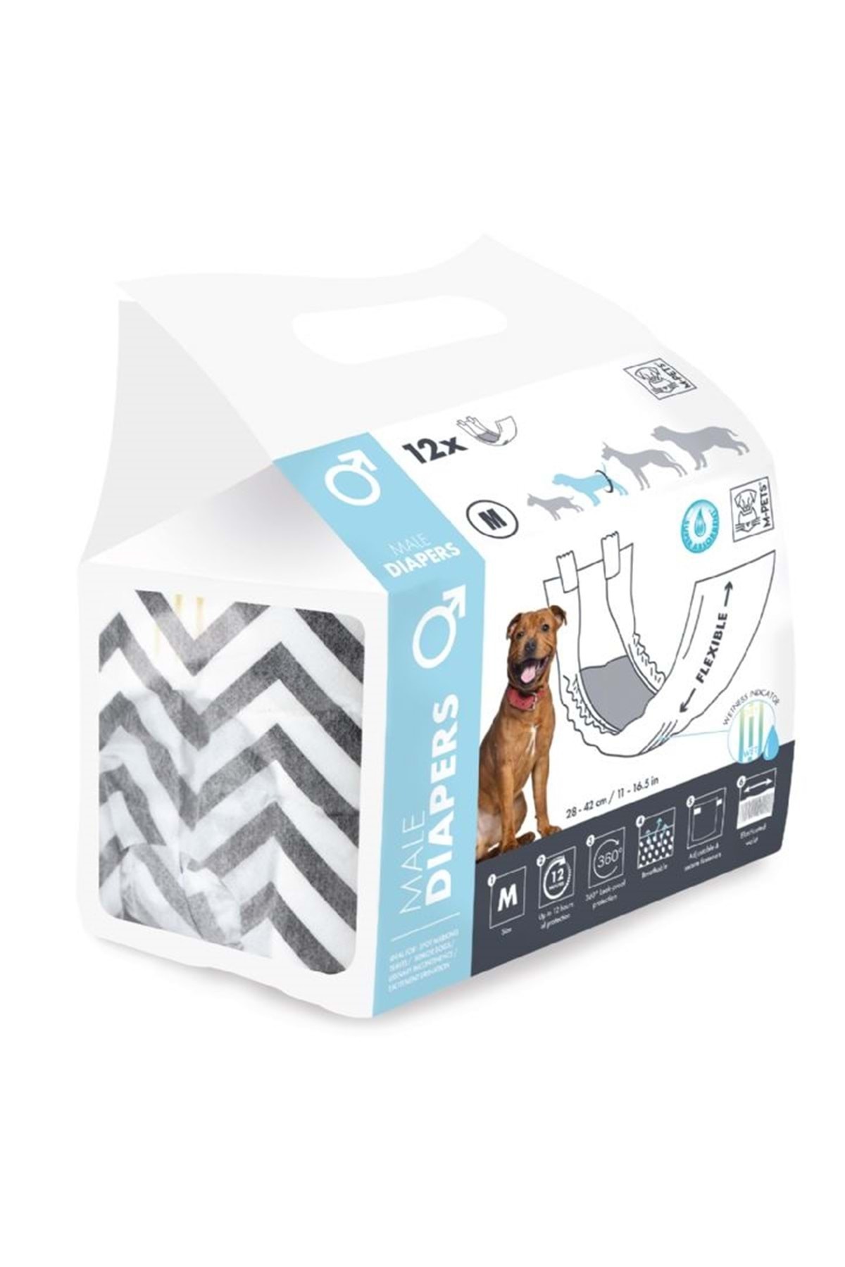 M-PETS Dıapers Erkek Köpekler İçin Külot (M) 12Li 10116299