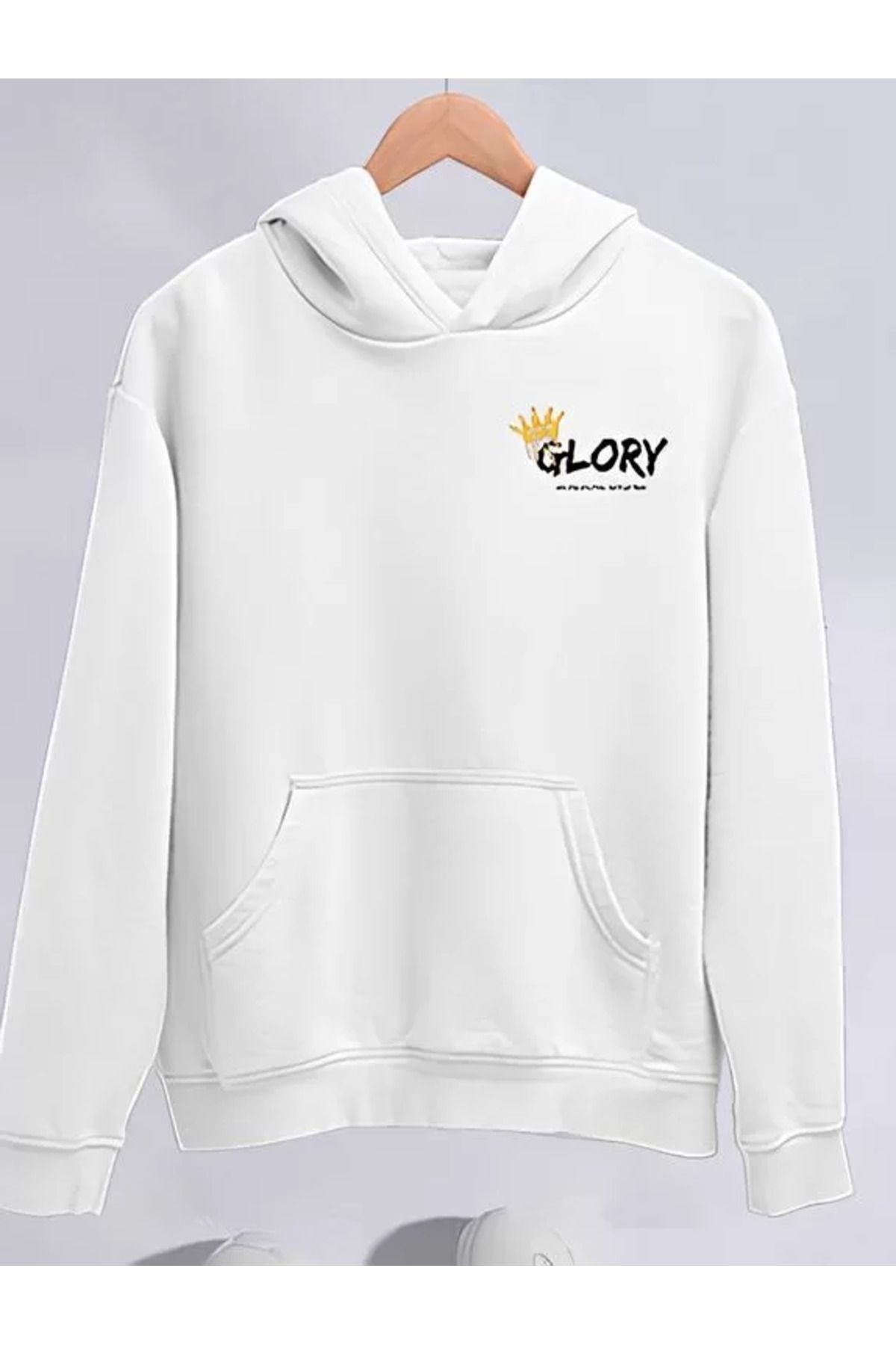 SA Alişveriş Dünyam Kışlık Üç İplik Kapüşonlu SweatShirt - Beyaz