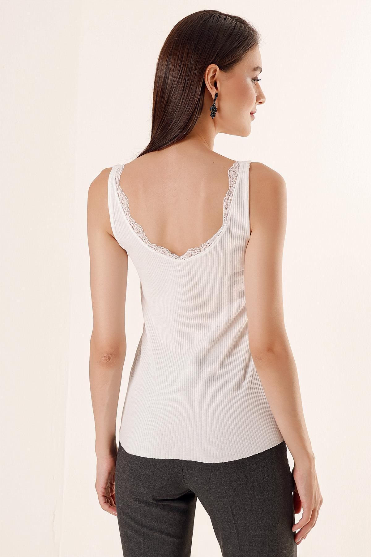 By Saygı-Front Back Lace Thick Strap Camisole Undershirt 4