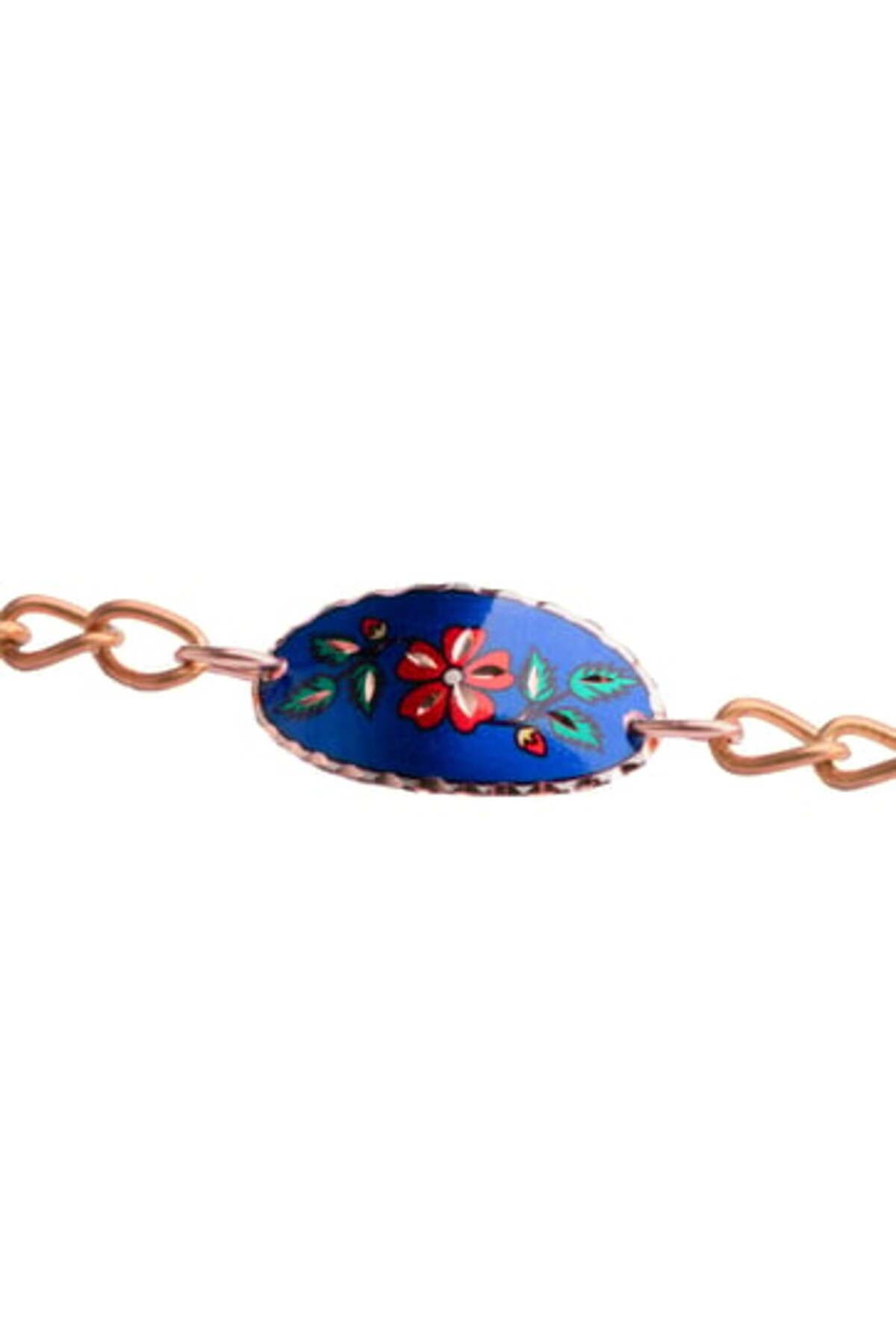 Zeynep Büyükbay-Copper Imprint Blue Bracelet 3