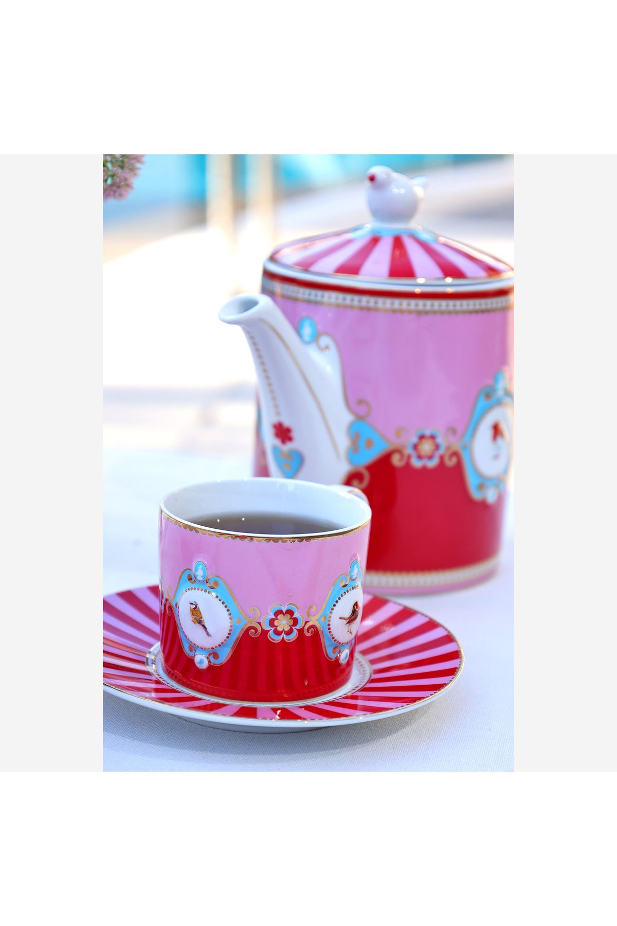 Pip Studio-Love Birds Red Pink Porcelain Teapot 1300 ml 5