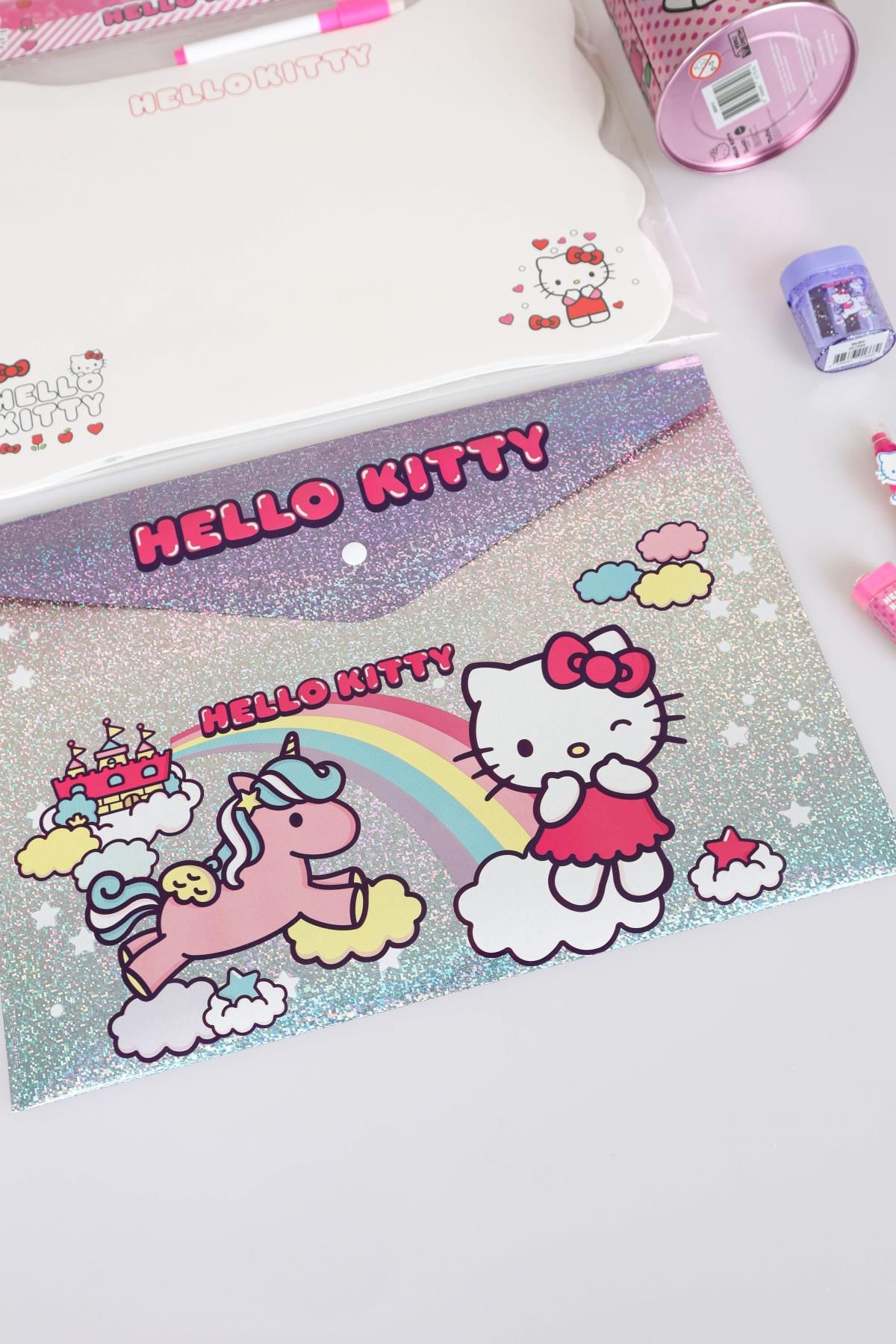 Hello Kitty-7 Pieces Licensed Stationery Set - Piggy BanK, Writing Board, Snap File, 2 Erasers, Pencil Sharpener 8