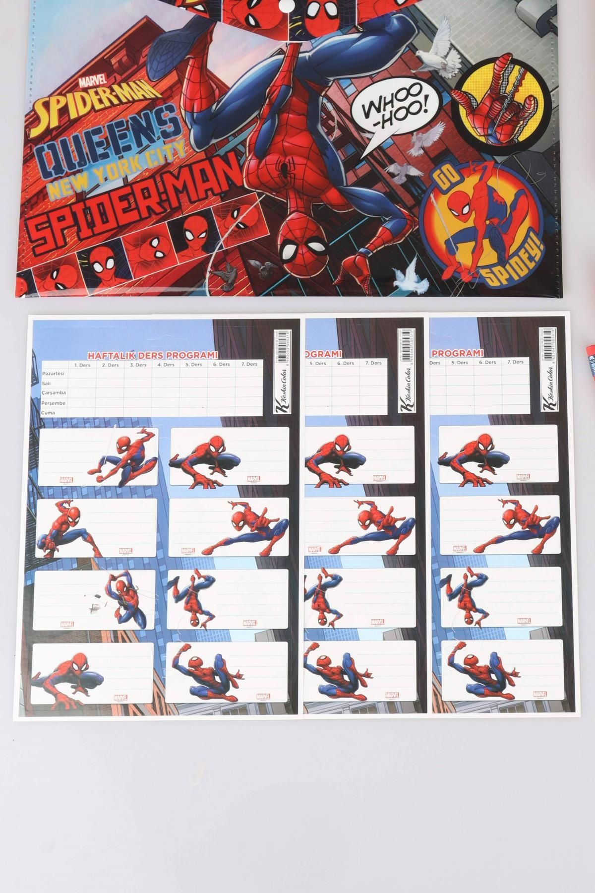 SPIDERMAN-10 Pieces Licensed Stationery Set - Snap File, School Label, Memo Pad and 3 Pencils 3