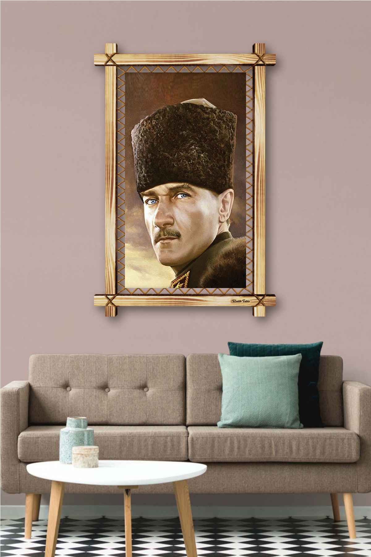 First Date PASTEL ATATÜRK RUSTİK TABLO