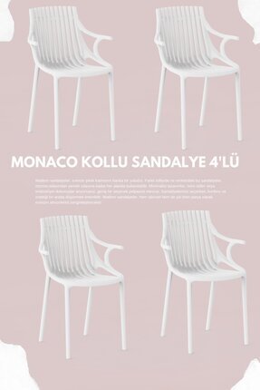Daim Plastik MONAKO KOLLU  LÜX CAFE &  RESTAURANT  SANDALYESİ 4 Lü Set