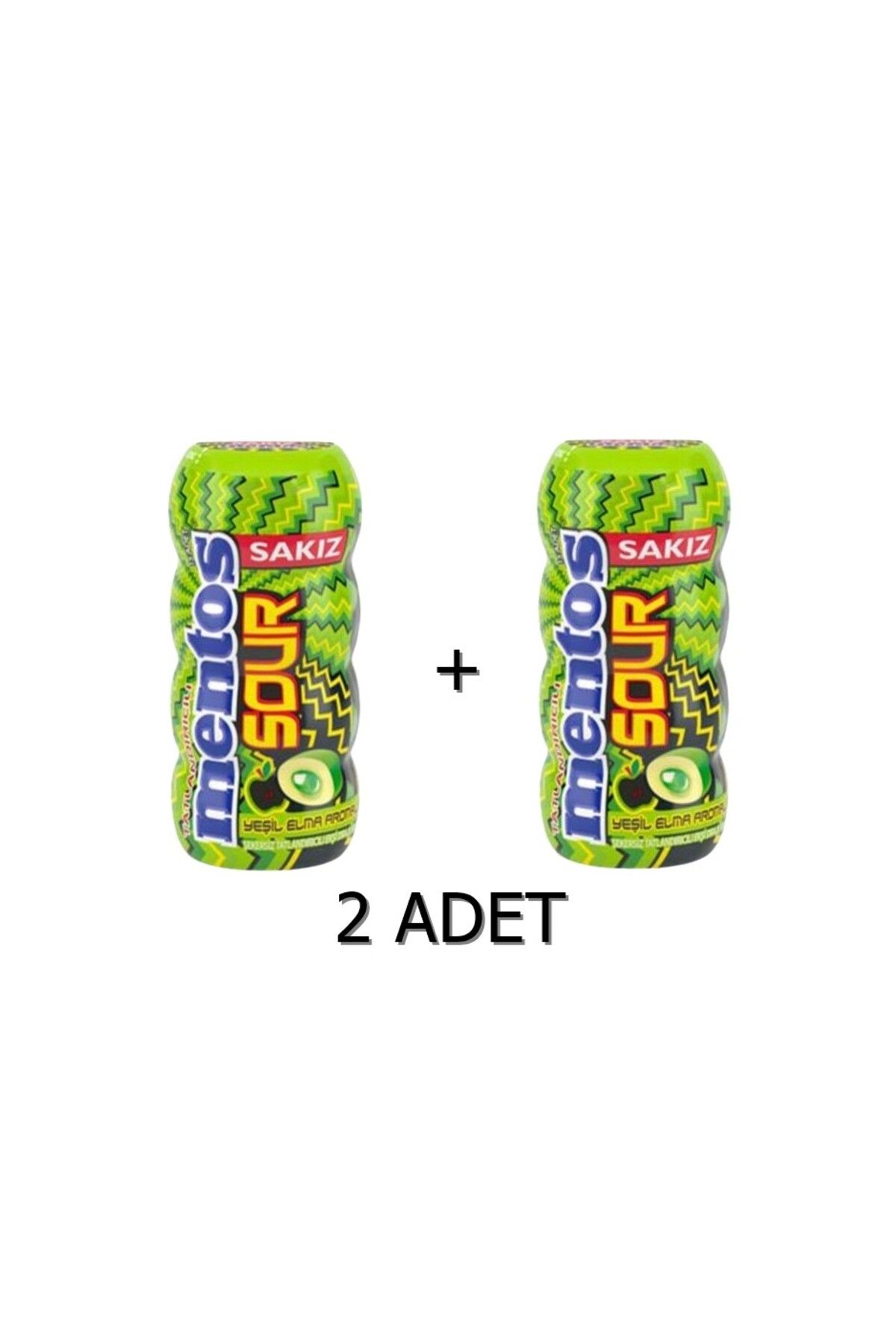 Mentos Sour Yeşil Elma Aromalı Şekersiz-Tatlandırıcılı Ekşi Draje Sakız 30g (2 ADET)