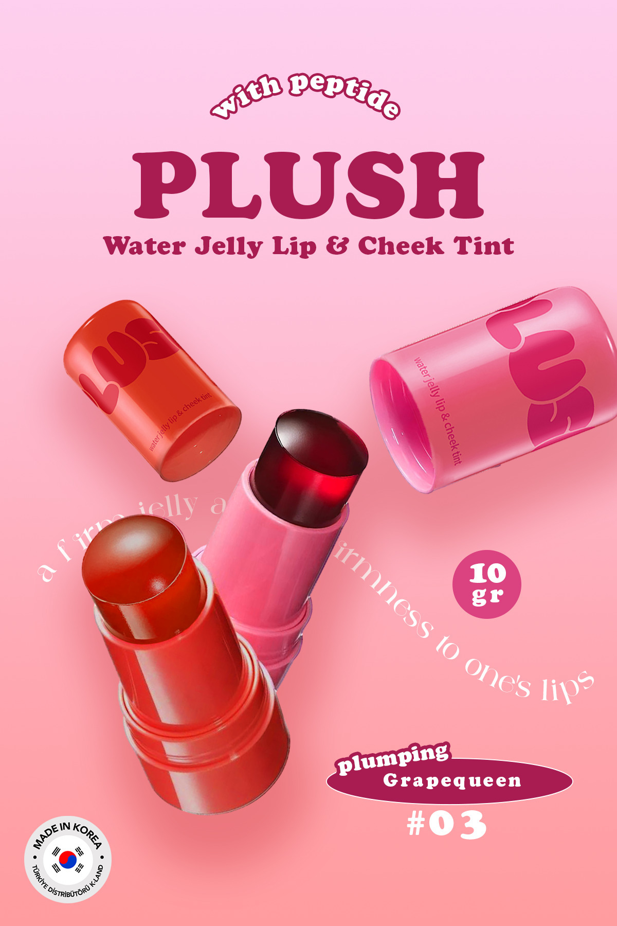 Plush Jelly Yanak ve Dudak Renklendirici Jel Tint Elensilia PLUSH Blush and Lip — قرمز PLUSHBLS01 — تصویر 4 از 5