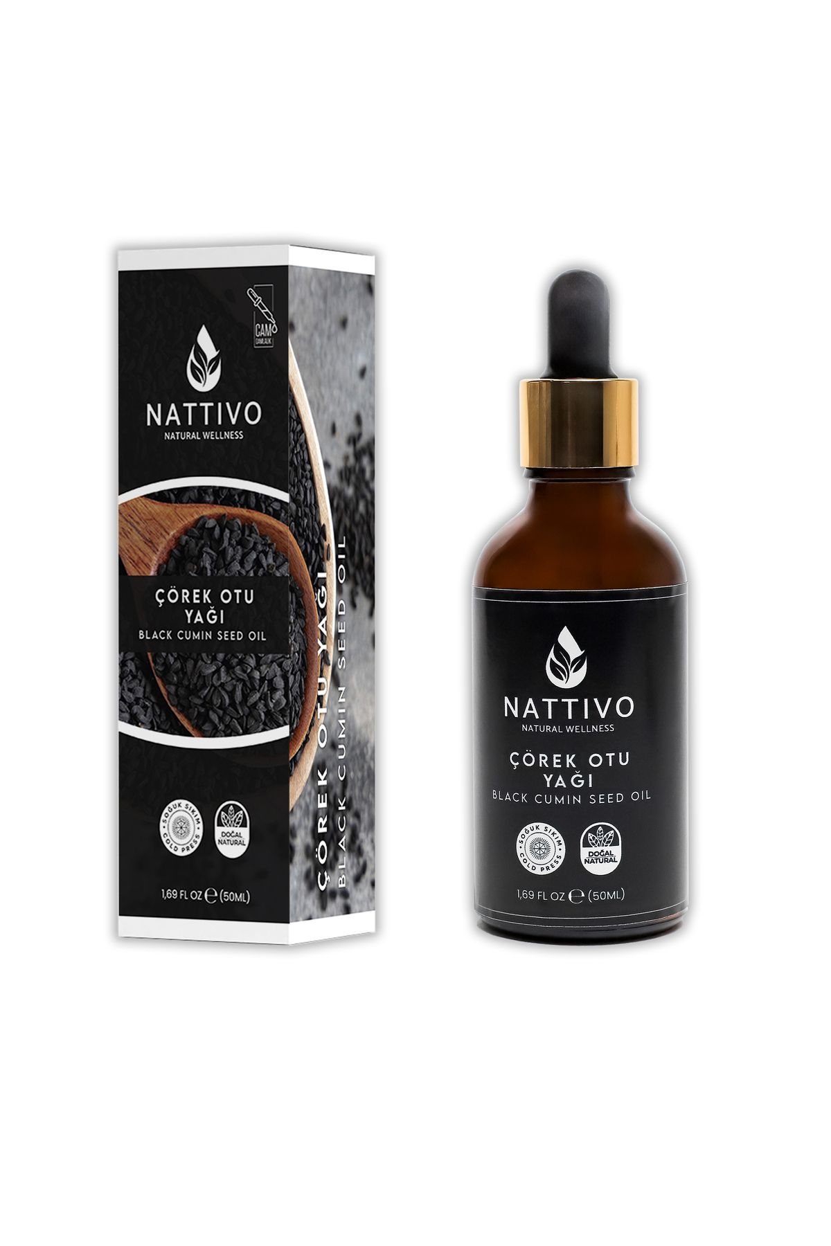 NATTIVO Soğuk Sıkım %100 Doğal Çörek Otu Yağı – 50 ml | , Katkısız Doğal