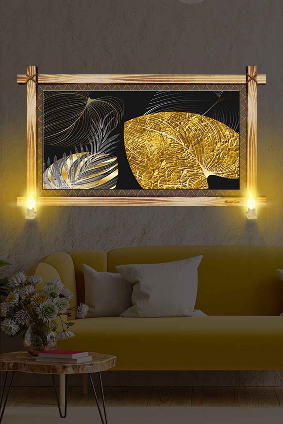 First Date SİYAH VE GOLD BÜYÜLEYİCİ RUSTİK LAMBALI TABLO
