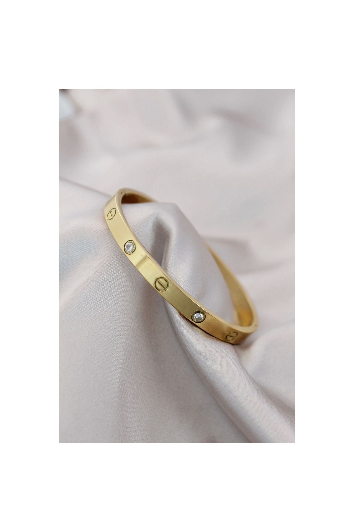 Narnuga Çelik Gold Renk Zirkon Taşlı Bileklik - TJ-BB4119
