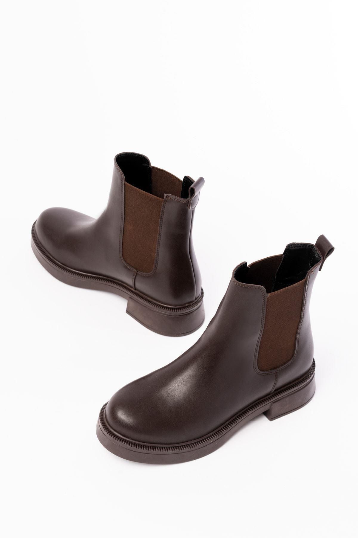 Aymood-02-2137 Brown Elastic Daily Women's Boots 5
