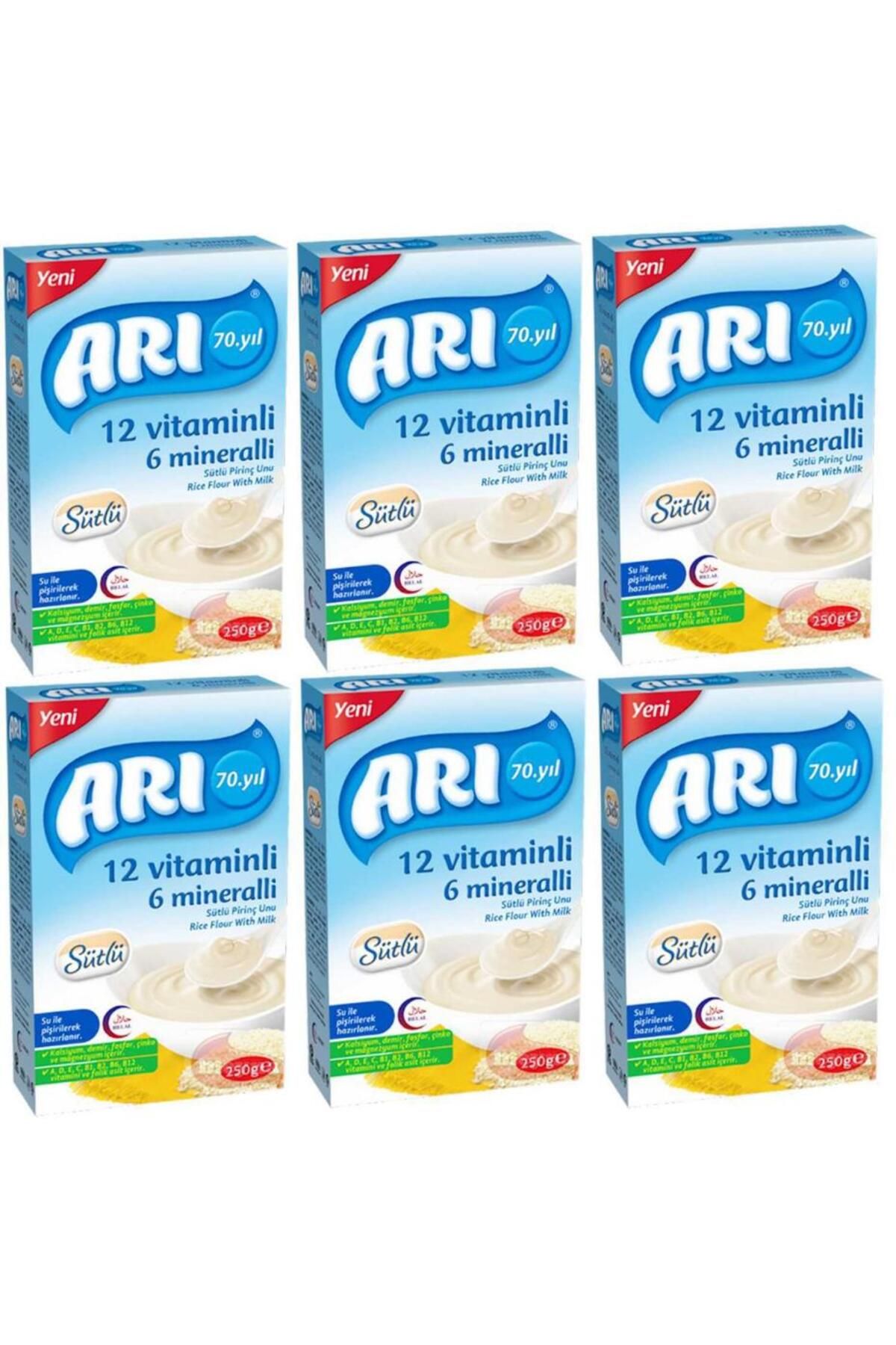 Arı Mama Arı mama 12 Vitaminli 6 Mineralli Sütlü Pirinçli 250gr X 6'lı