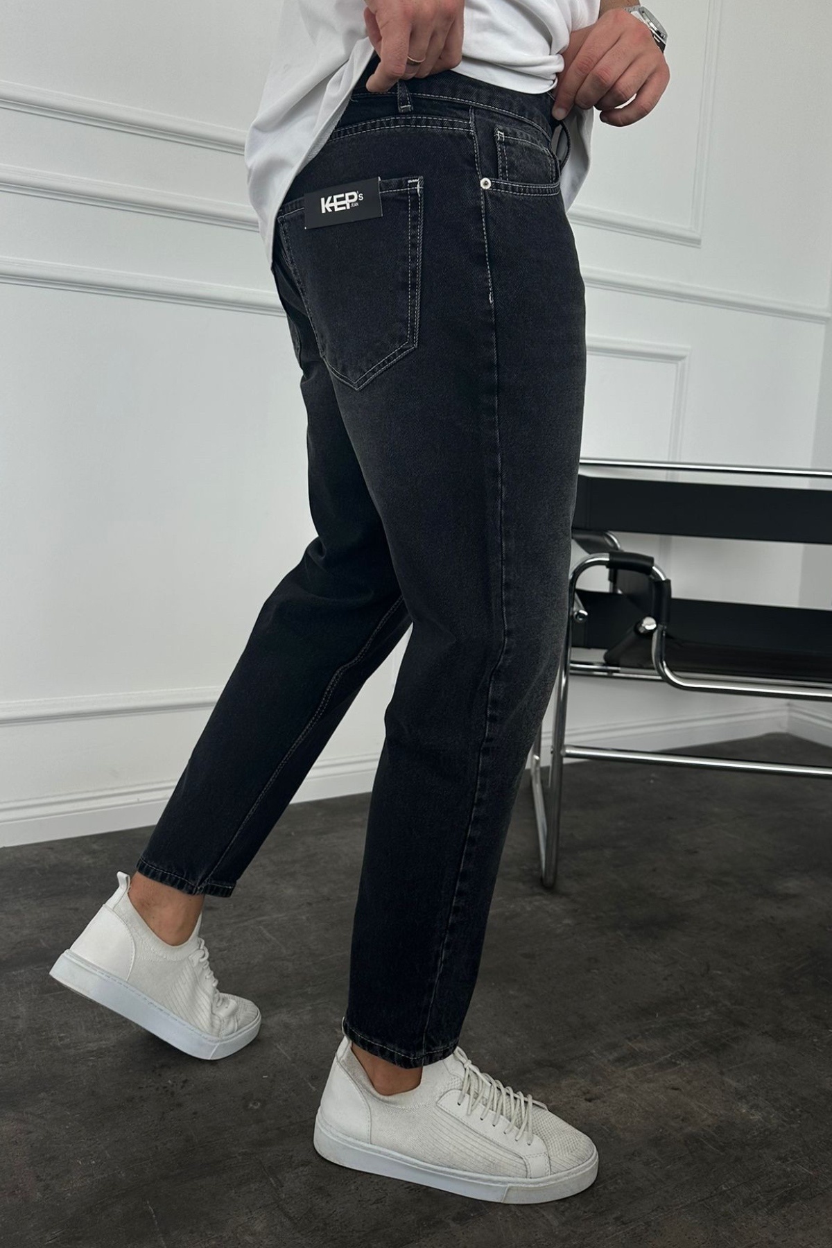 MADZEYMODA  Boyfriend Kalıp Erkek Füme Renk Jean Kot Pantolon KE-632 - Görsel 5