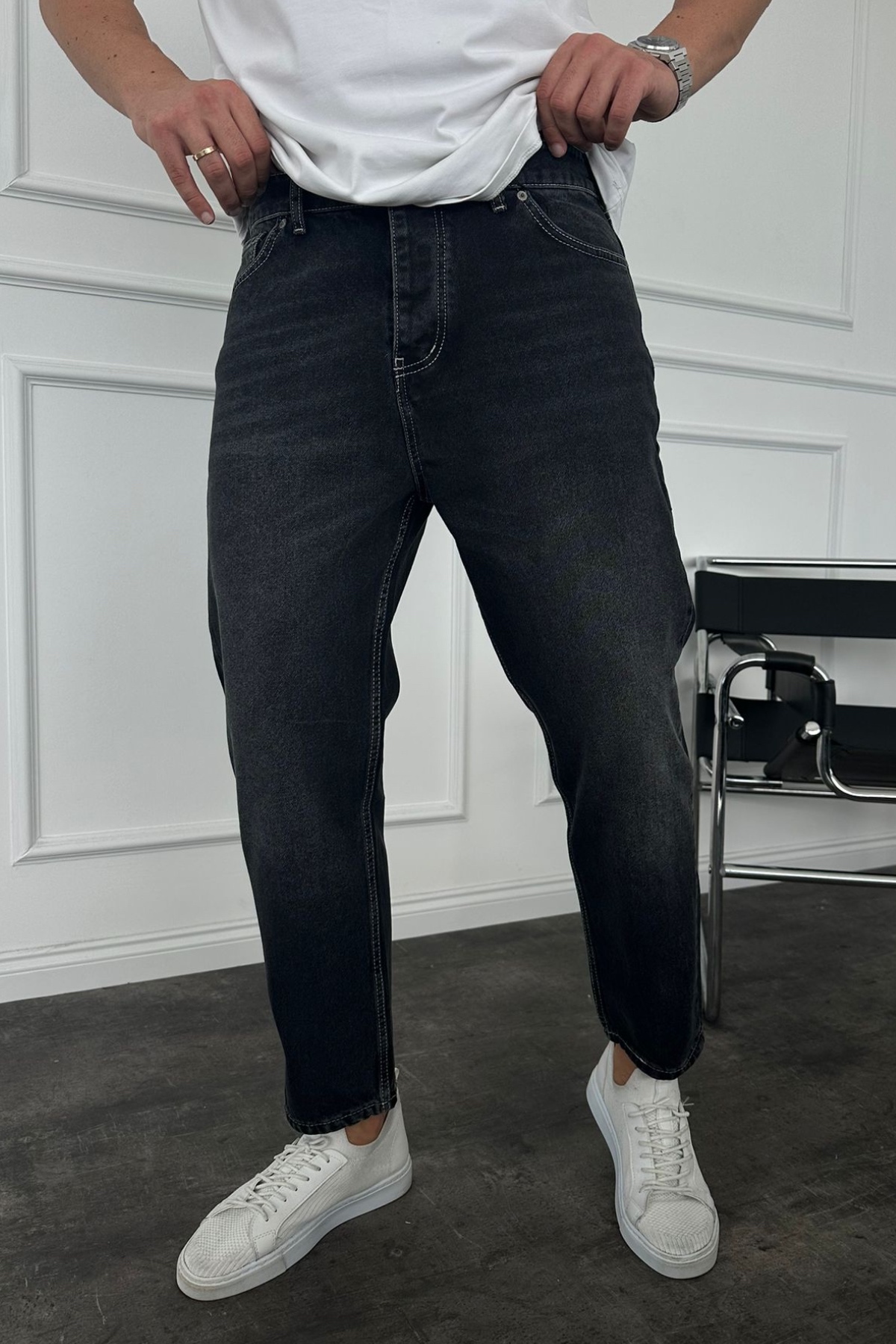 MADZEYMODA  Boyfriend Kalıp Erkek Füme Renk Jean Kot Pantolon KE-632 - Görsel 3