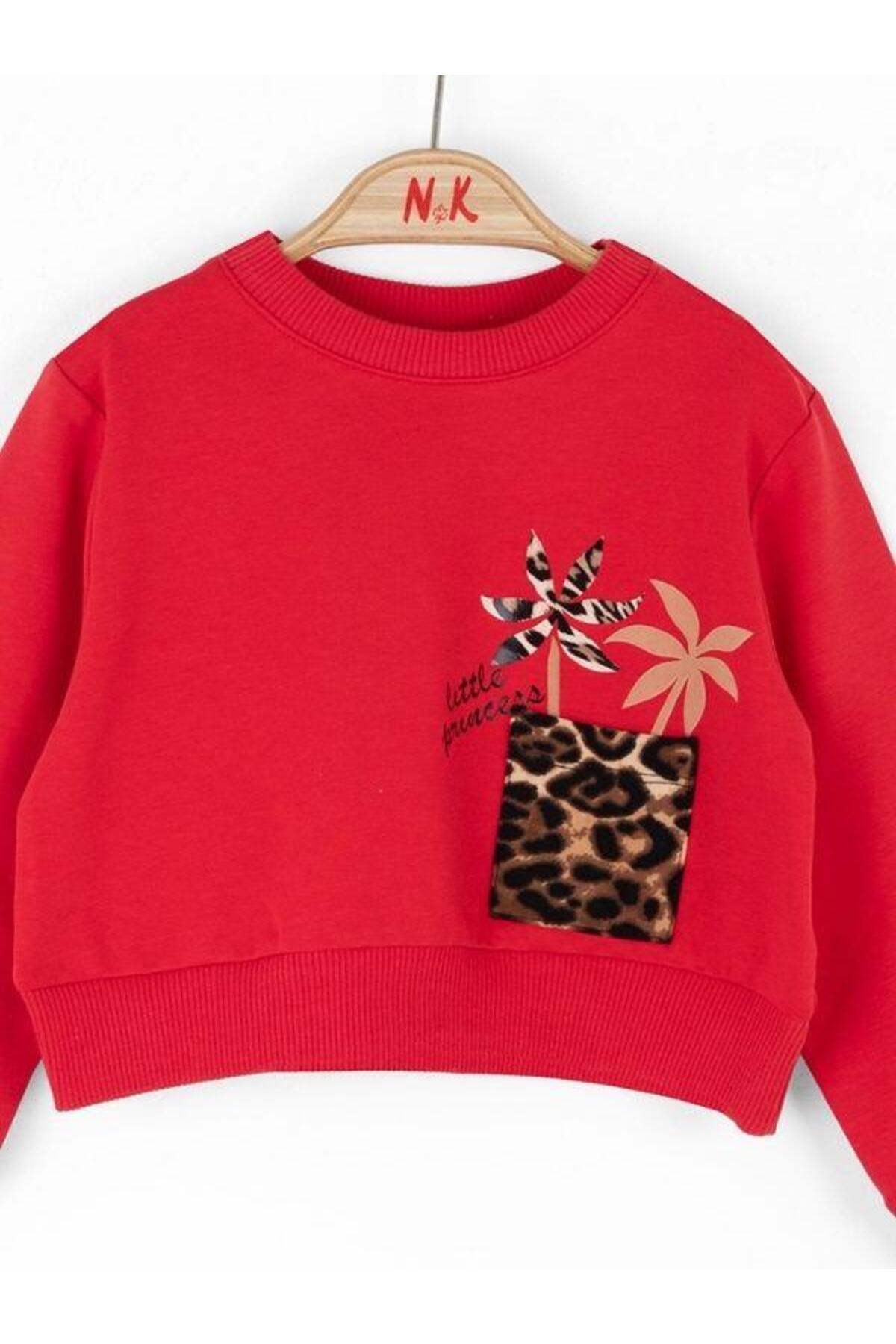 Zekids Kız Bebek Pamuklu Leopar Cep Detaylı Sweatshirt fotoğrafı 4 (önizleme)