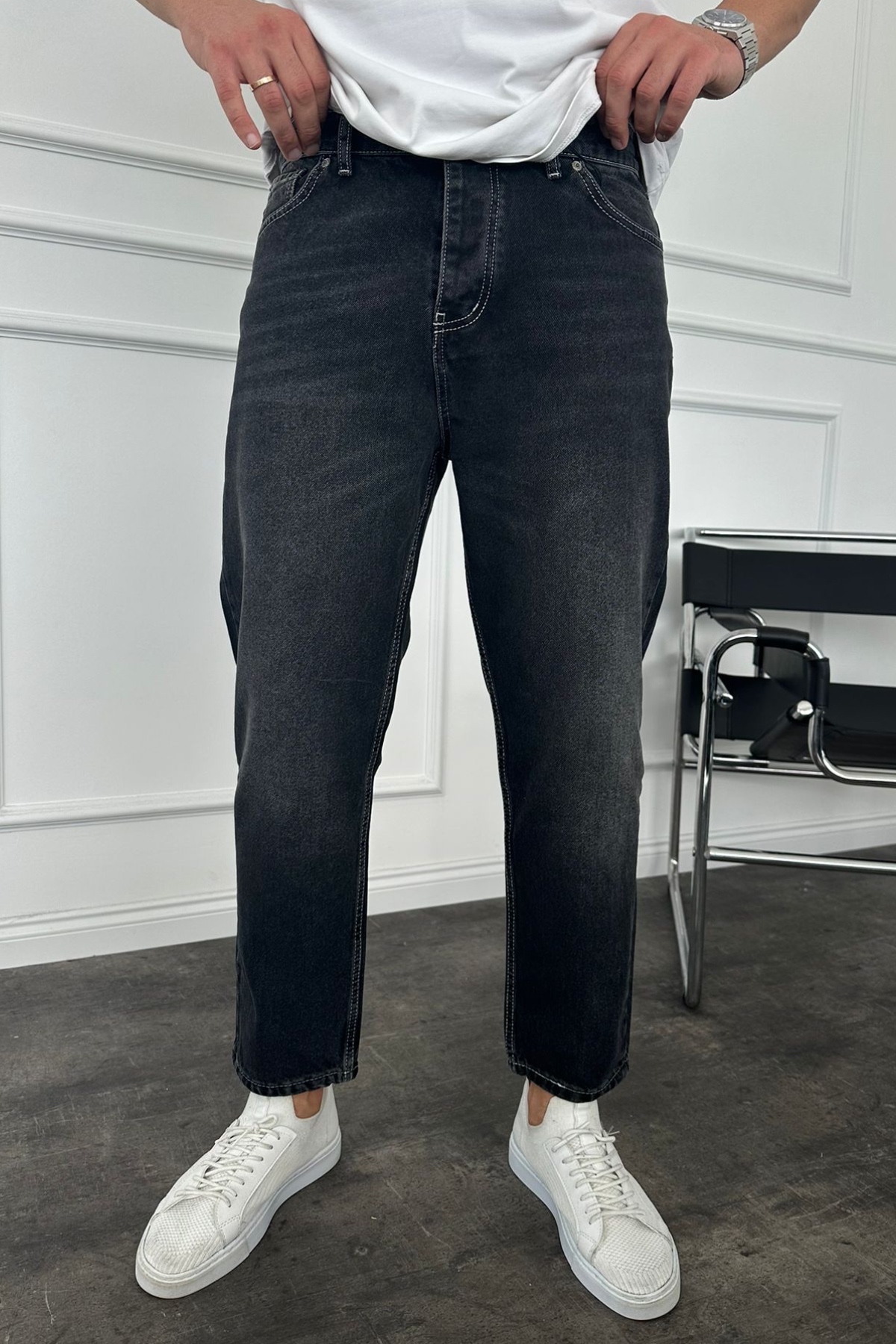 MADZEYMODA  Boyfriend Kalıp Erkek Füme Renk Jean Kot Pantolon KE-632 - Görsel 4