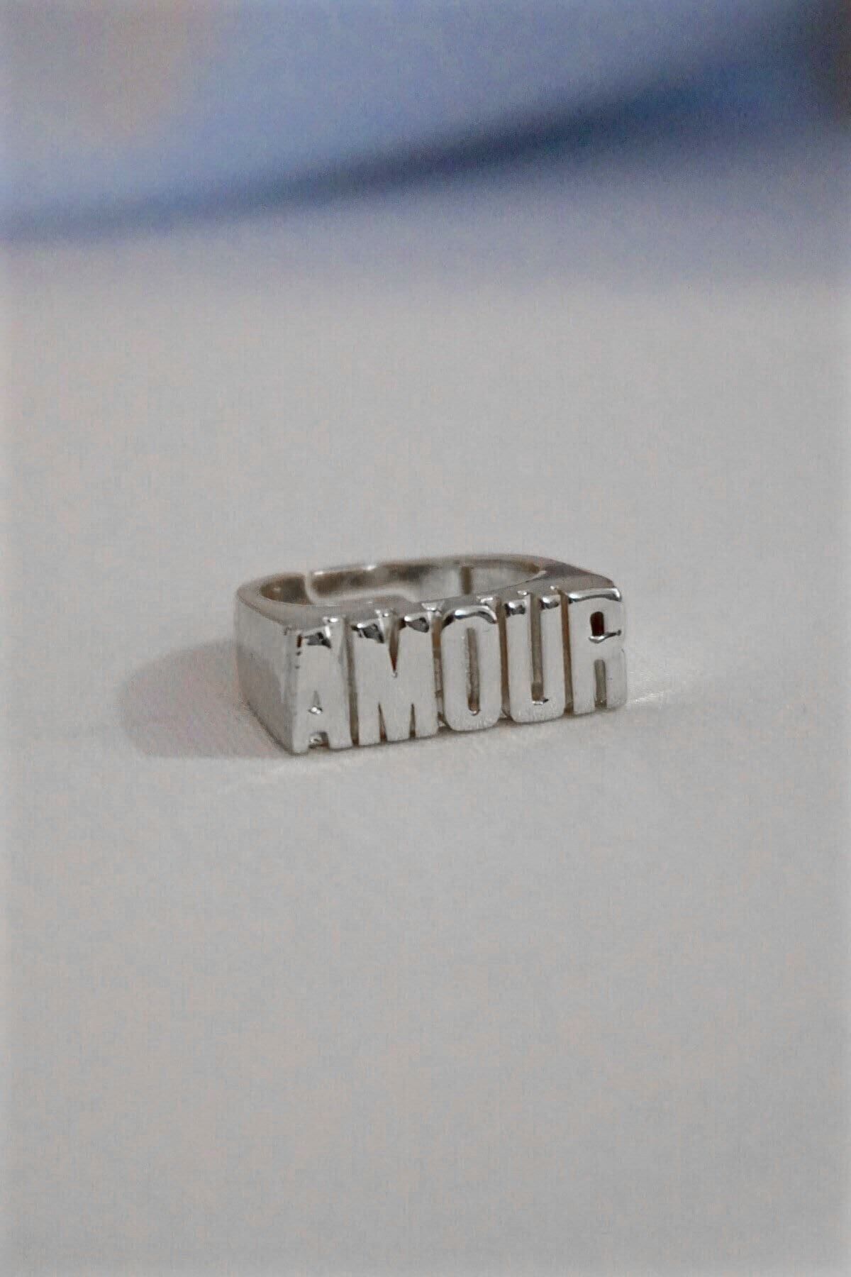JEWELRY Kadın Amour Yazılı Gümüş Renk Ayarlanabilir Yüzük