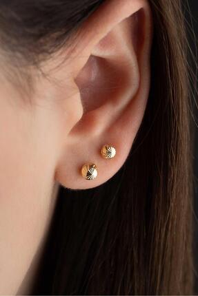 Bayar Gold 14 Ayar Altın Kalemli Top Küpe