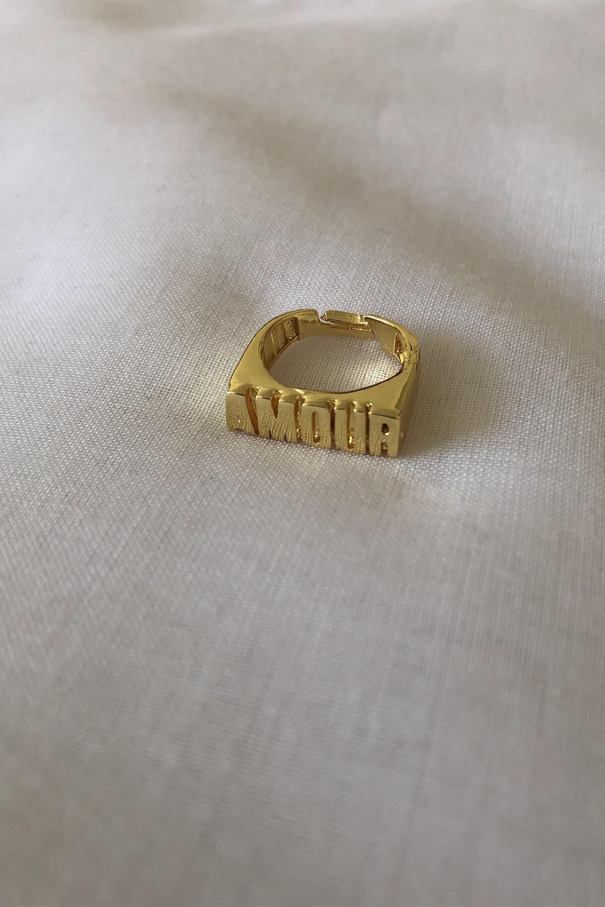 JEWELRY Kadın Ayarlanabilir Gold Renk Amour Yüzük