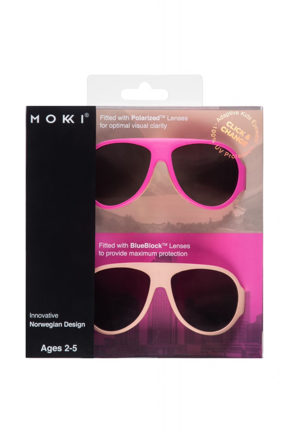 OEM-MOKKI Click & Change Kindersonnenbrille, UV-Schutz, rosa, 2-5 Jahre, 2er-Set 4