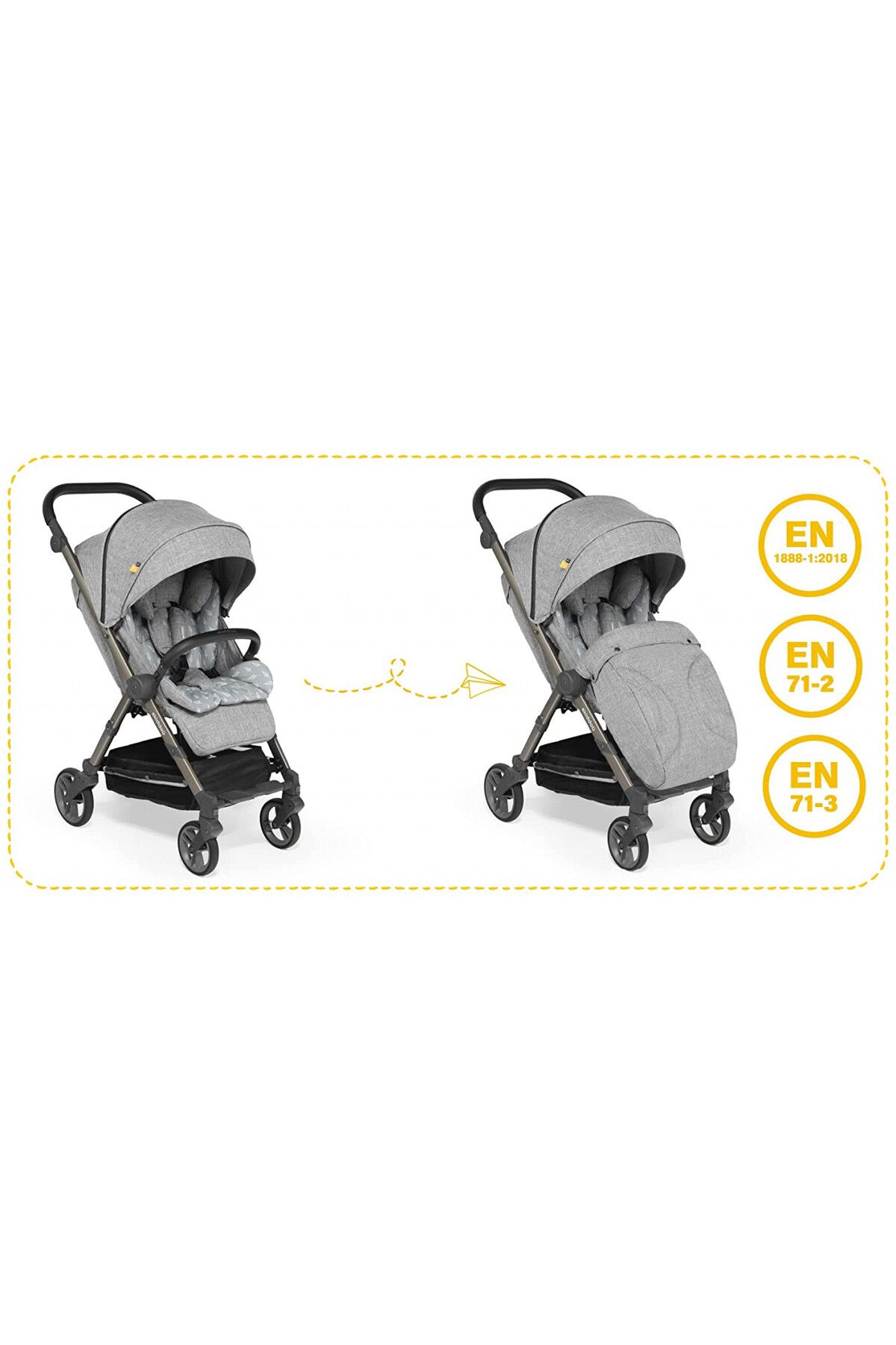 OEM-Carucior sport pliabil Skiddou Mell Normandic dream, ultracompact pentru calatorii, Gri deschis 7