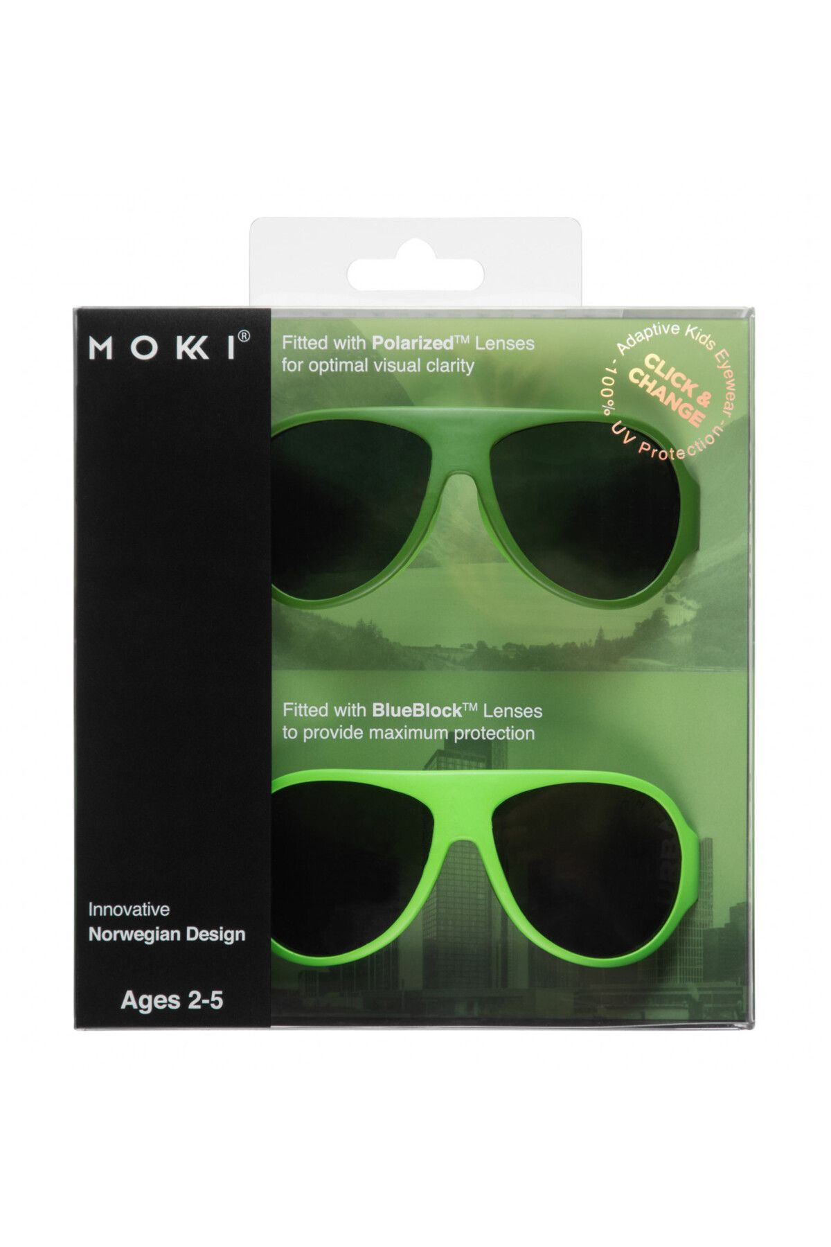 OEM-MOKKI Click & Change Kindersonnenbrille, UV-Schutz, Grün, 2-5 Jahre, 2er-Set 3