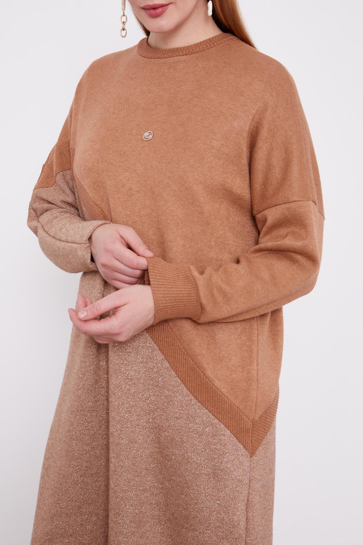 Levidor-Πλεκτό Camel Glittered Tunic - Λεπτομέρεια έμβλημα 4