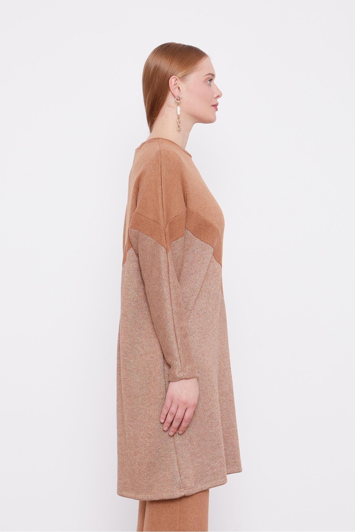 Levidor-Πλεκτό Camel Glittered Tunic - Λεπτομέρεια έμβλημα 5