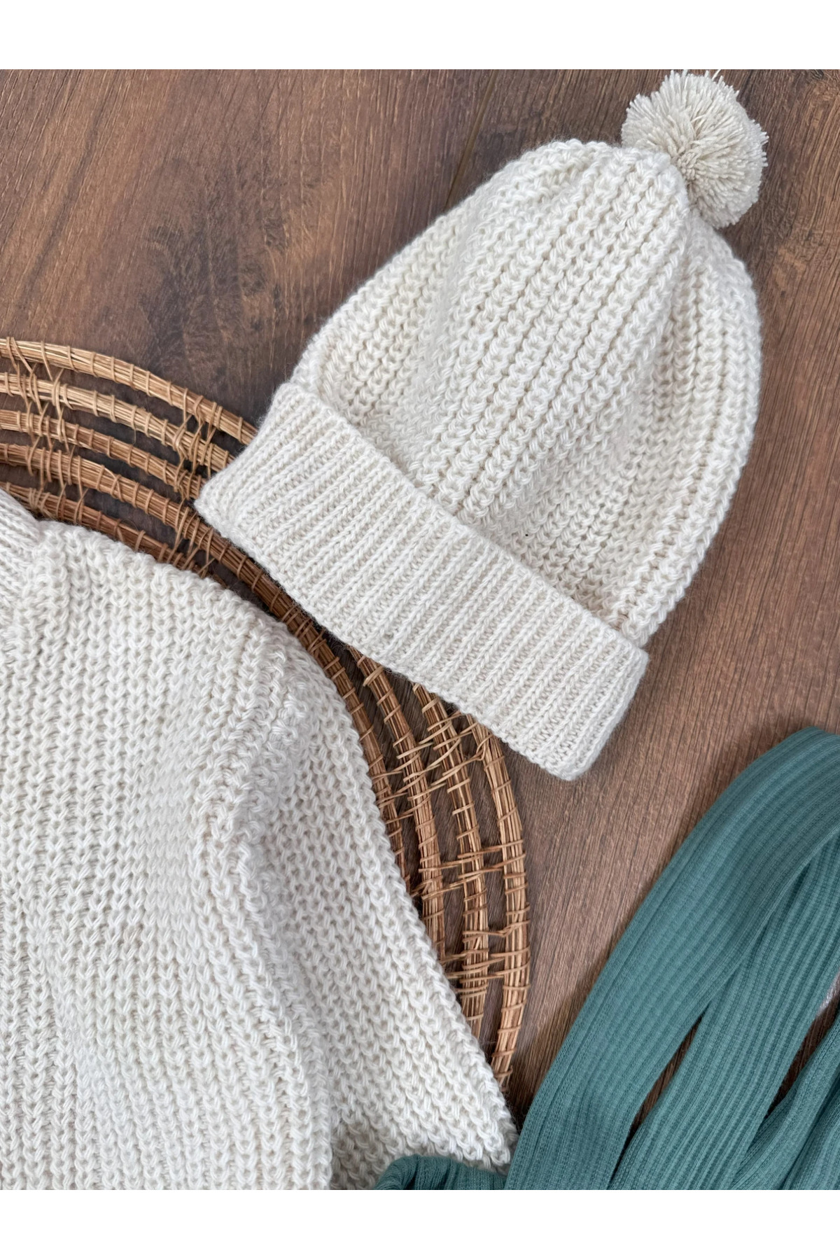 tiwitibaby Oversize Triko Kazak Kaşkorse Esnek Salopet Bereli Unisex Salopet Bebek Takım fotoğrafı 2 (önizleme)