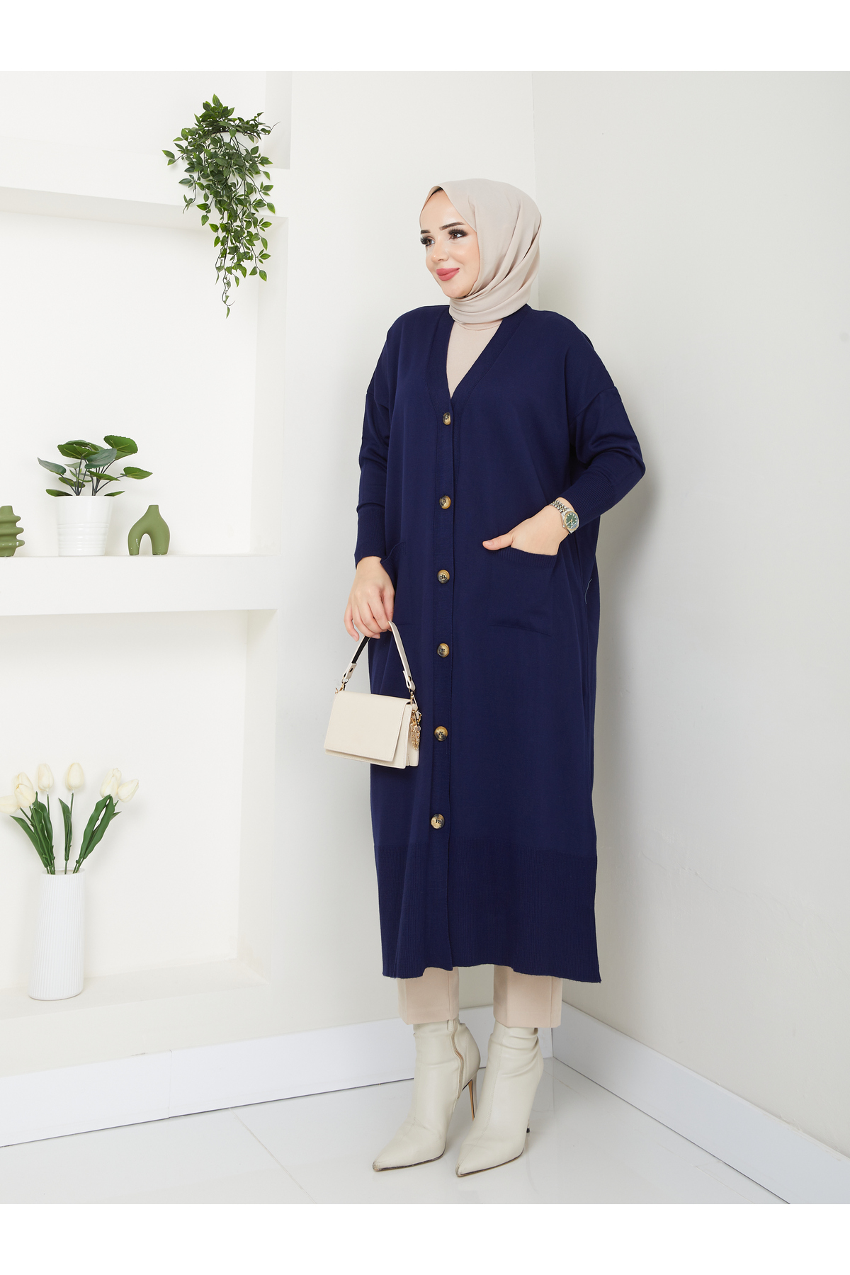 MODAMÜNASİP  Harika Yumuşacık Hafif Yarasa Kol Triko Hırka - Görsel 6