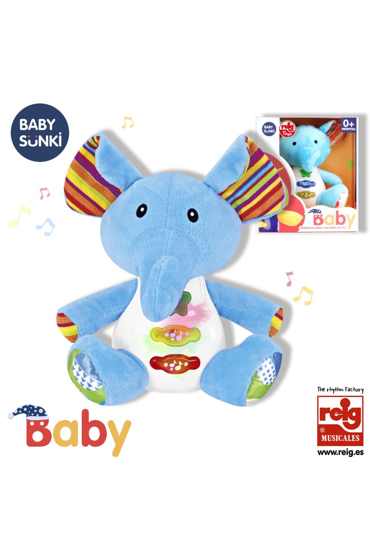 Reig Musicales-Jucarie interactiva bebe cu sunete si lumini 15 cm - Elefant 2