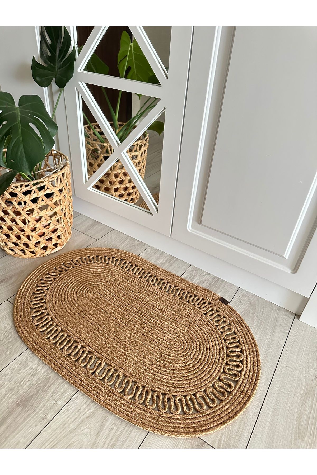 ERSU AHAT HOME DESİGN EA-Wicker Patterned Jute Mat - Door, Bathroom, Balcony Carpet 1