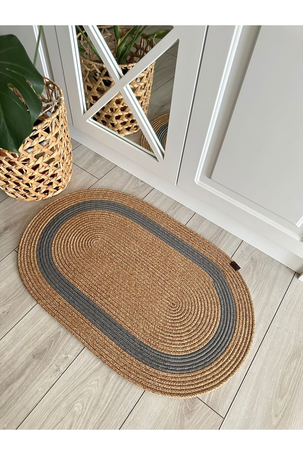 ERSU AHAT HOME DESİGN EA-Wicker Patterned Jute Mat - Door, Bathroom, Balcony Carpet 1