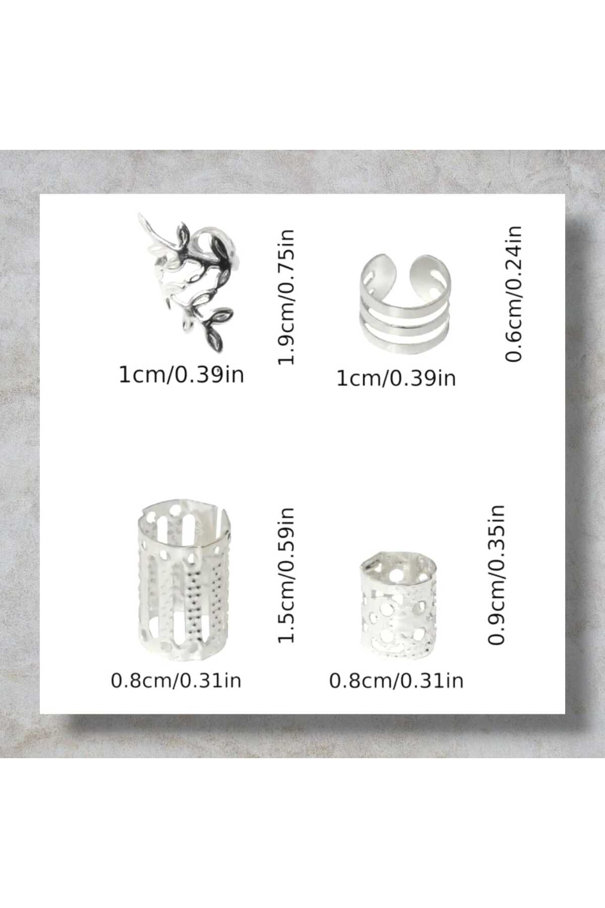 Bacoss Bohem Saç Halkası Saç Küpesi Yapraklı Model Seti 10 Lu Hair Charms ( Bc-1034 ) görsel 2