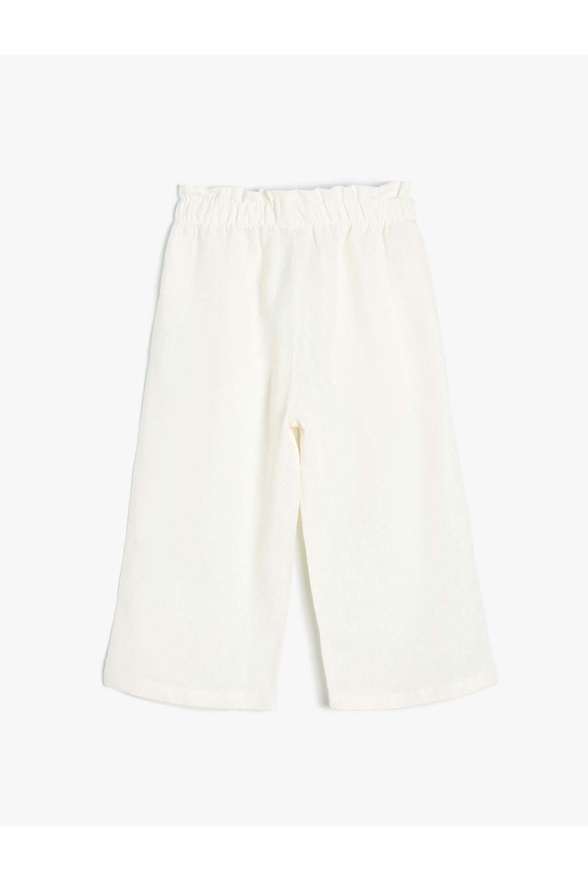 Koton-Linen Trousers with Elastic Waist and Button Detail 4