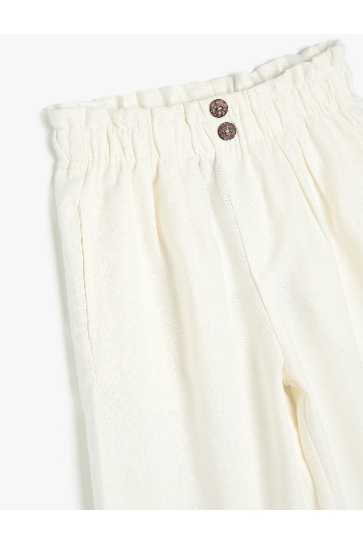 Koton-Linen Trousers with Elastic Waist and Button Detail 5