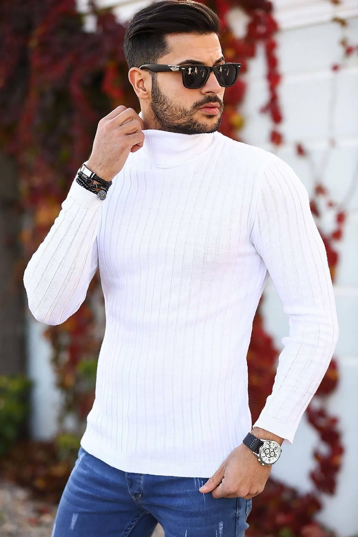 Lonca Tekstil-Men's High Top Knitwear Ribbed Knit Sweater 3